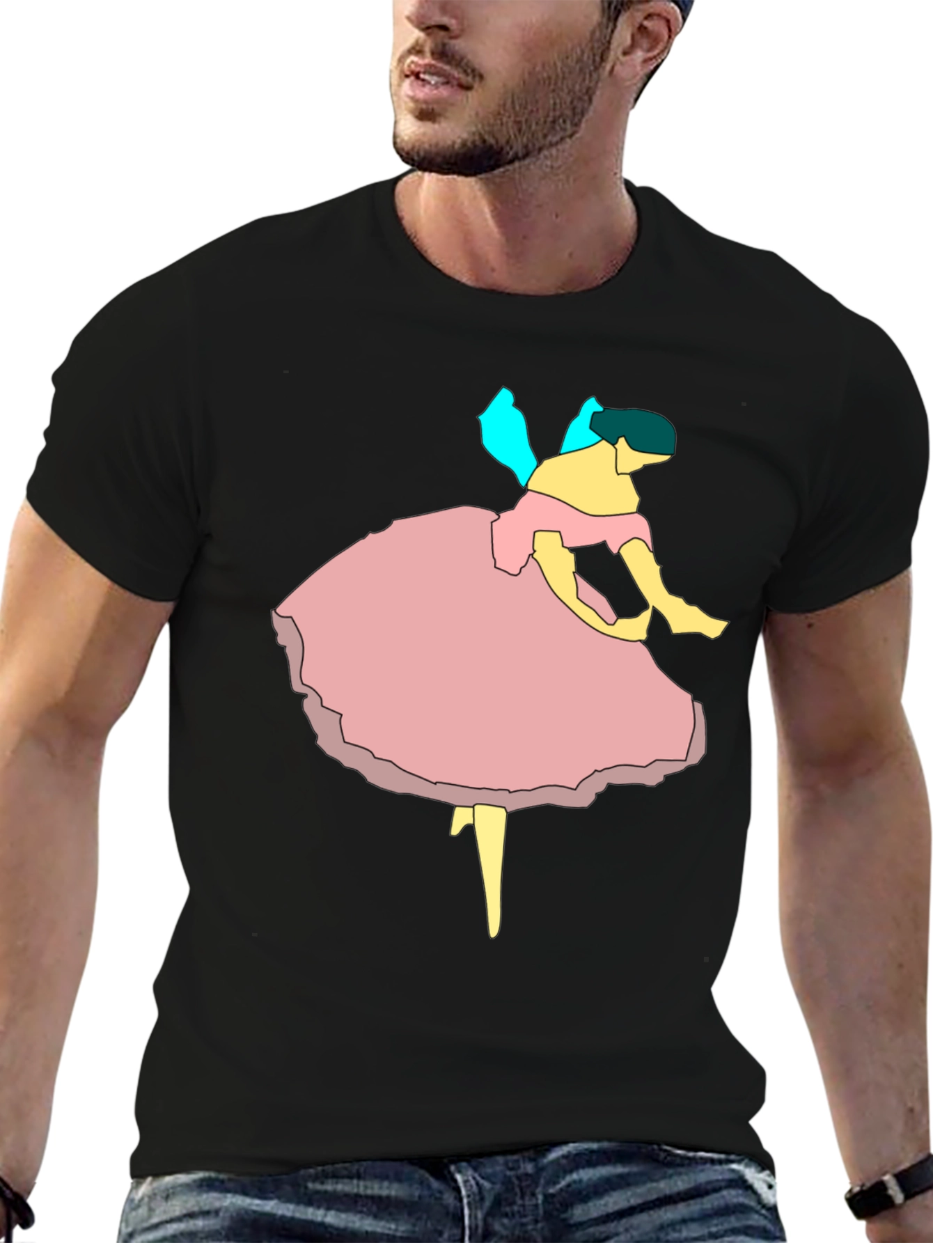 Ballerina Graphic Tee - Black Cotton Casual T-Shirt
