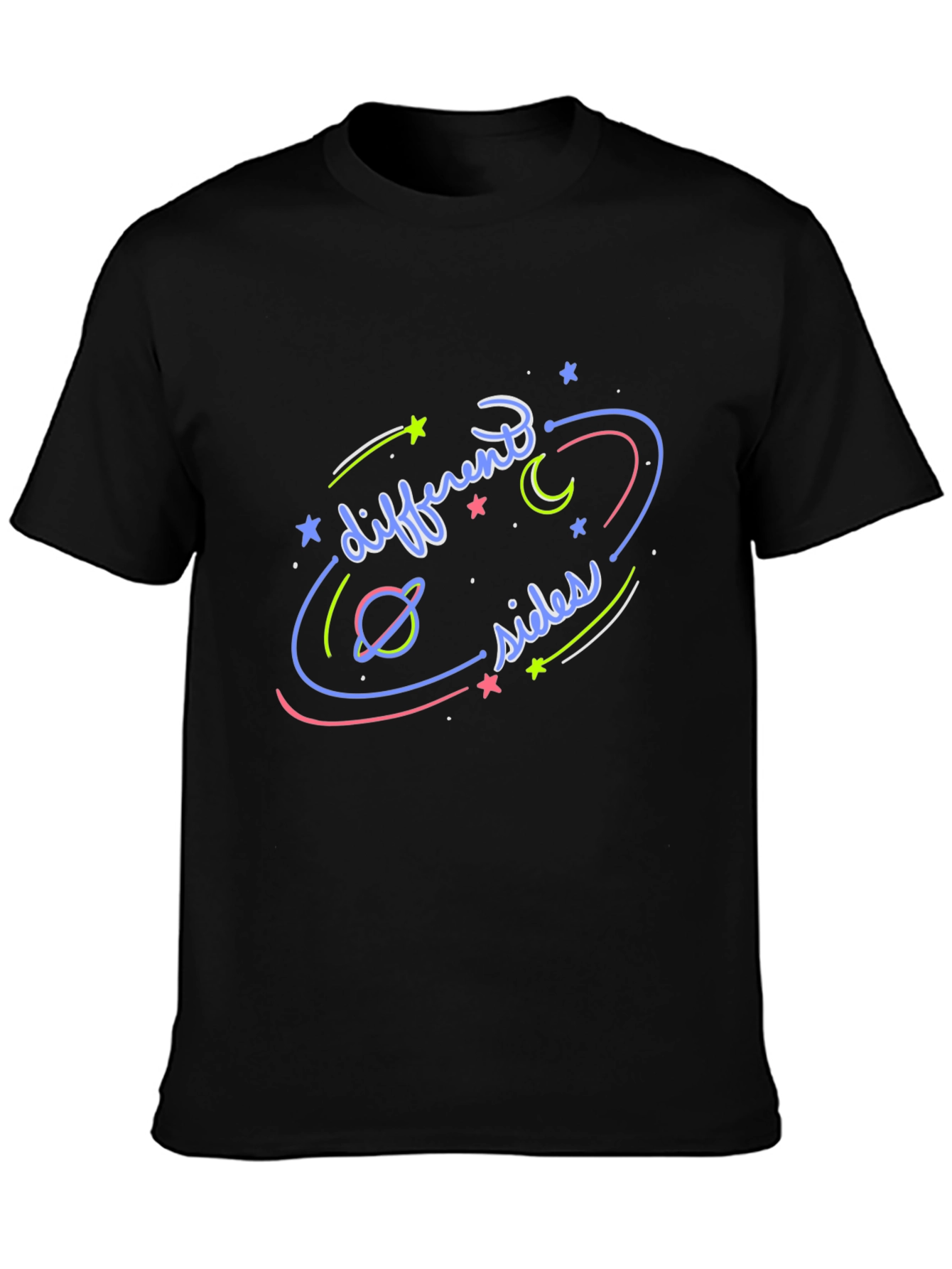 Different Sides Graphic T-Shirt Black Casual Wear