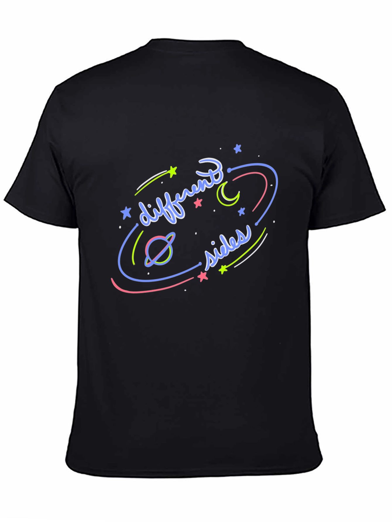 Different Sides Graphic T-Shirt Black Casual Wear