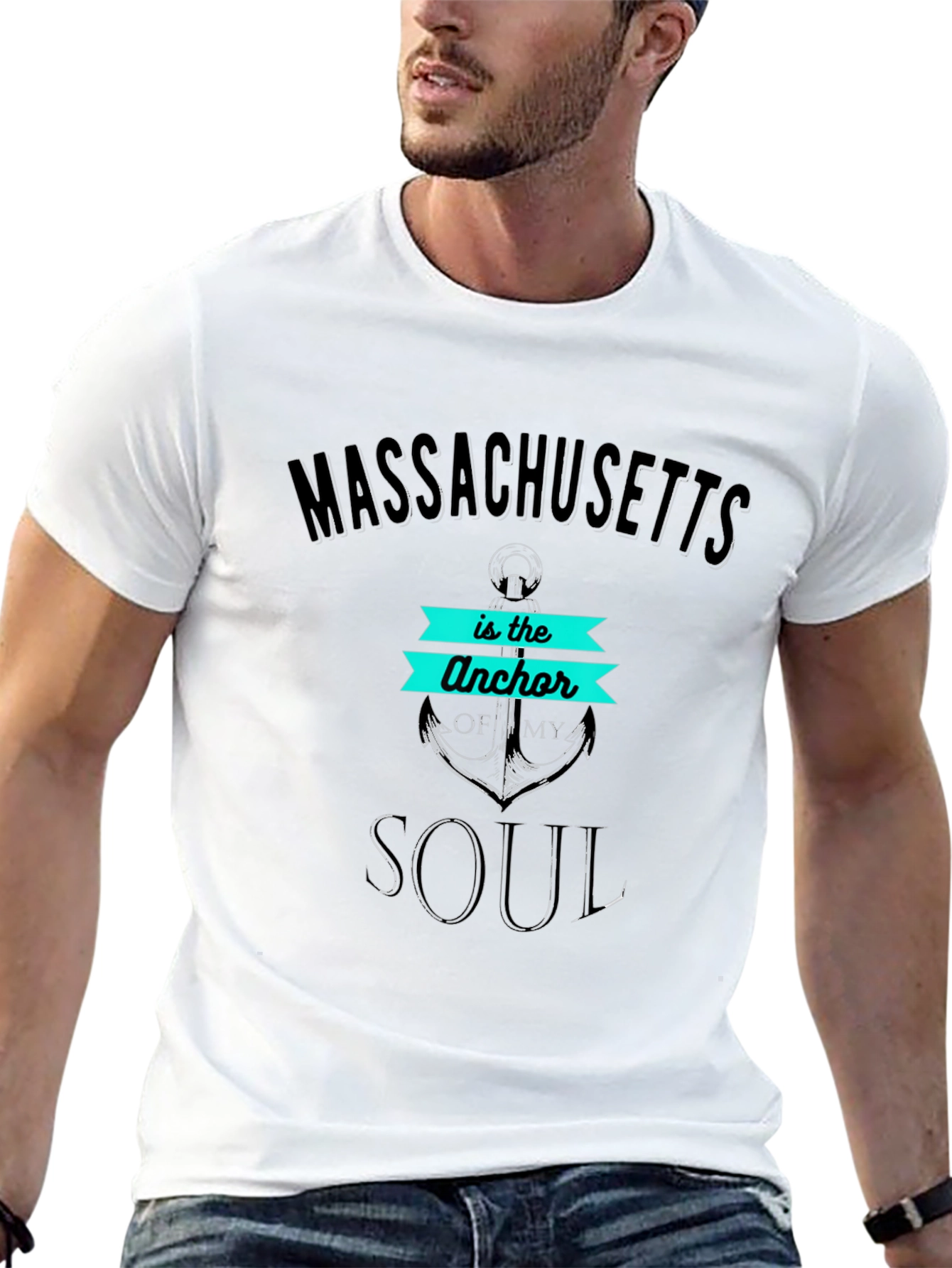 Massachusetts Anchor Soul Mens T-Shirt