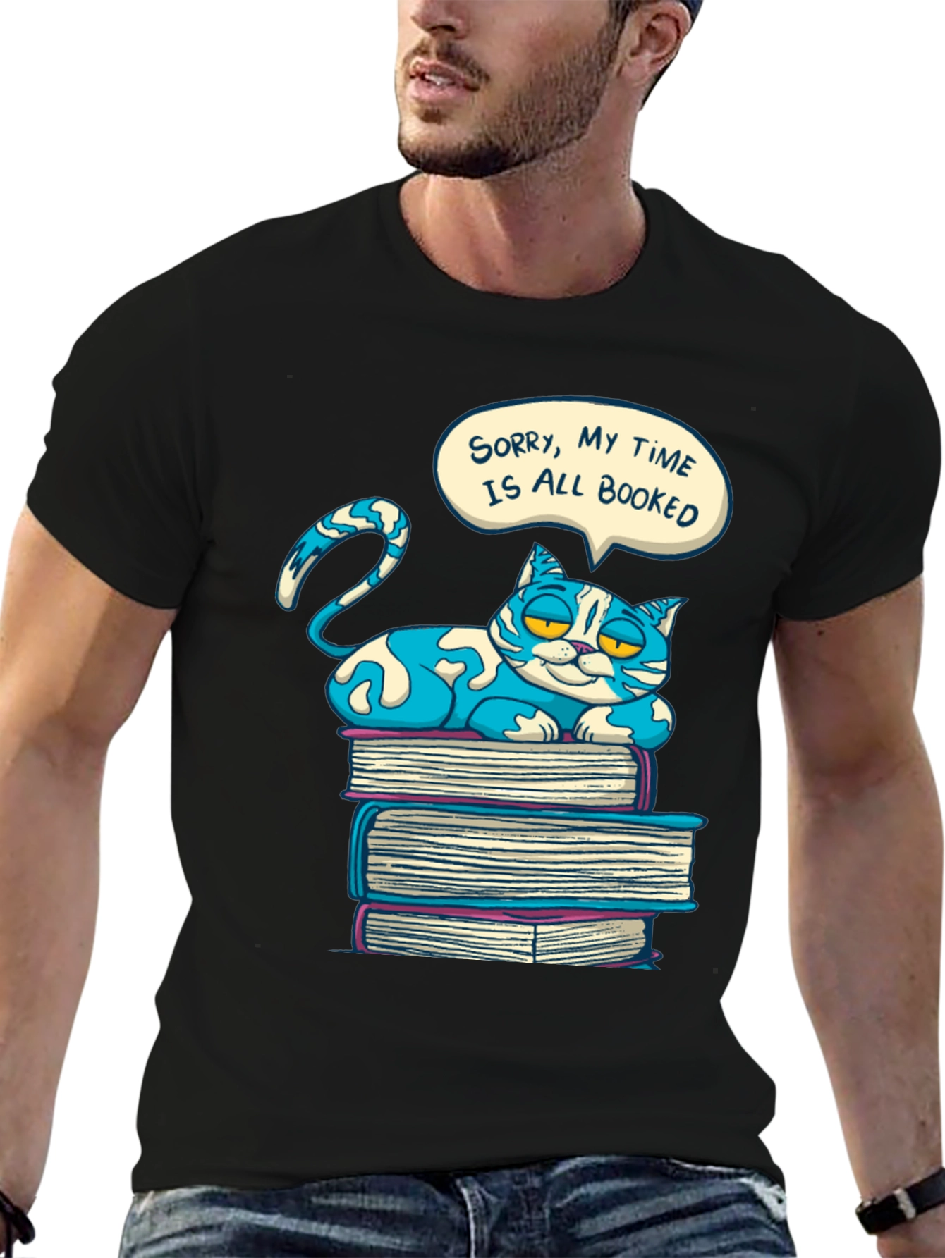 Booked Cat Graphic T-Shirt