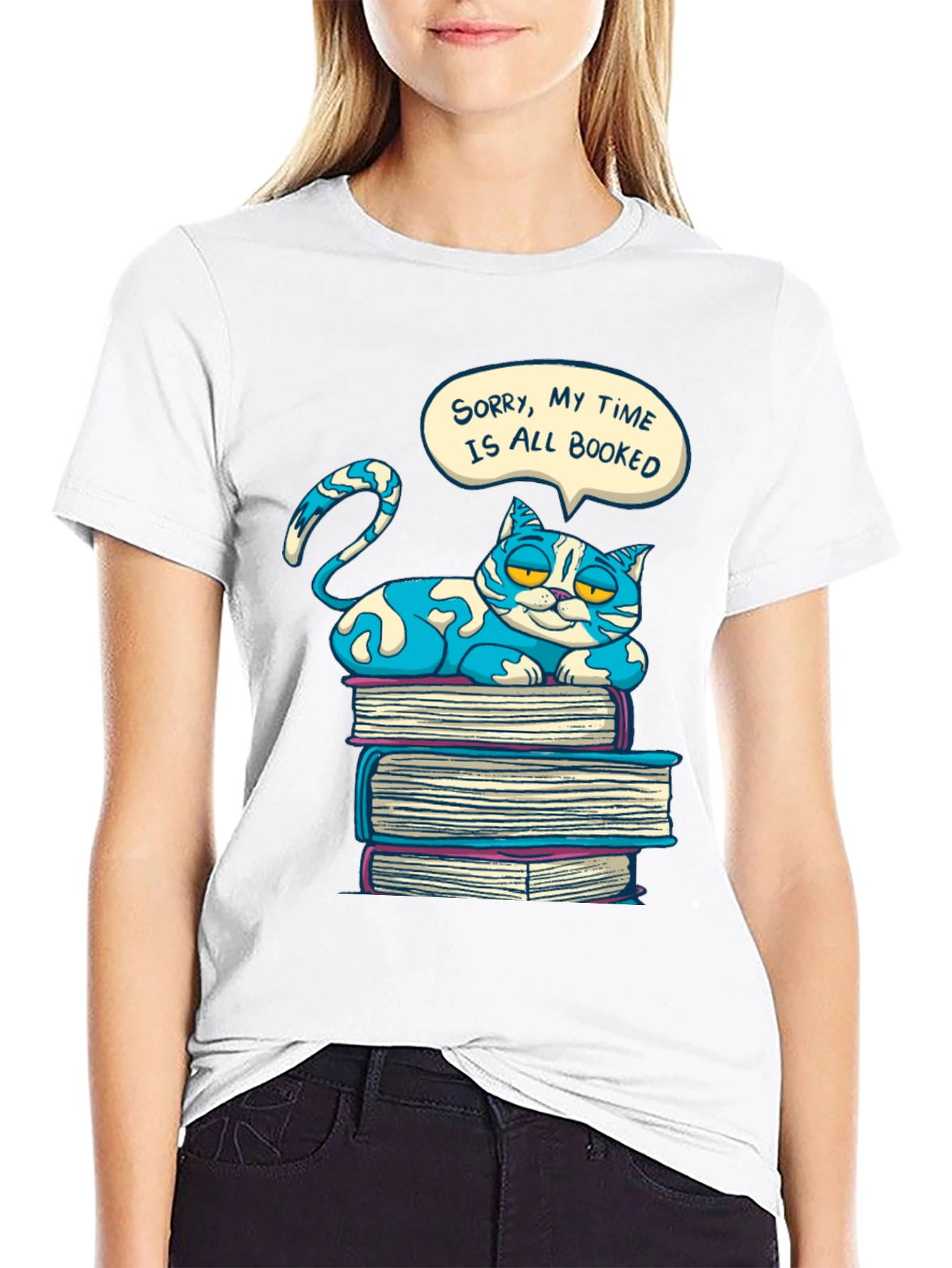 Booked Cat Graphic T-Shirt