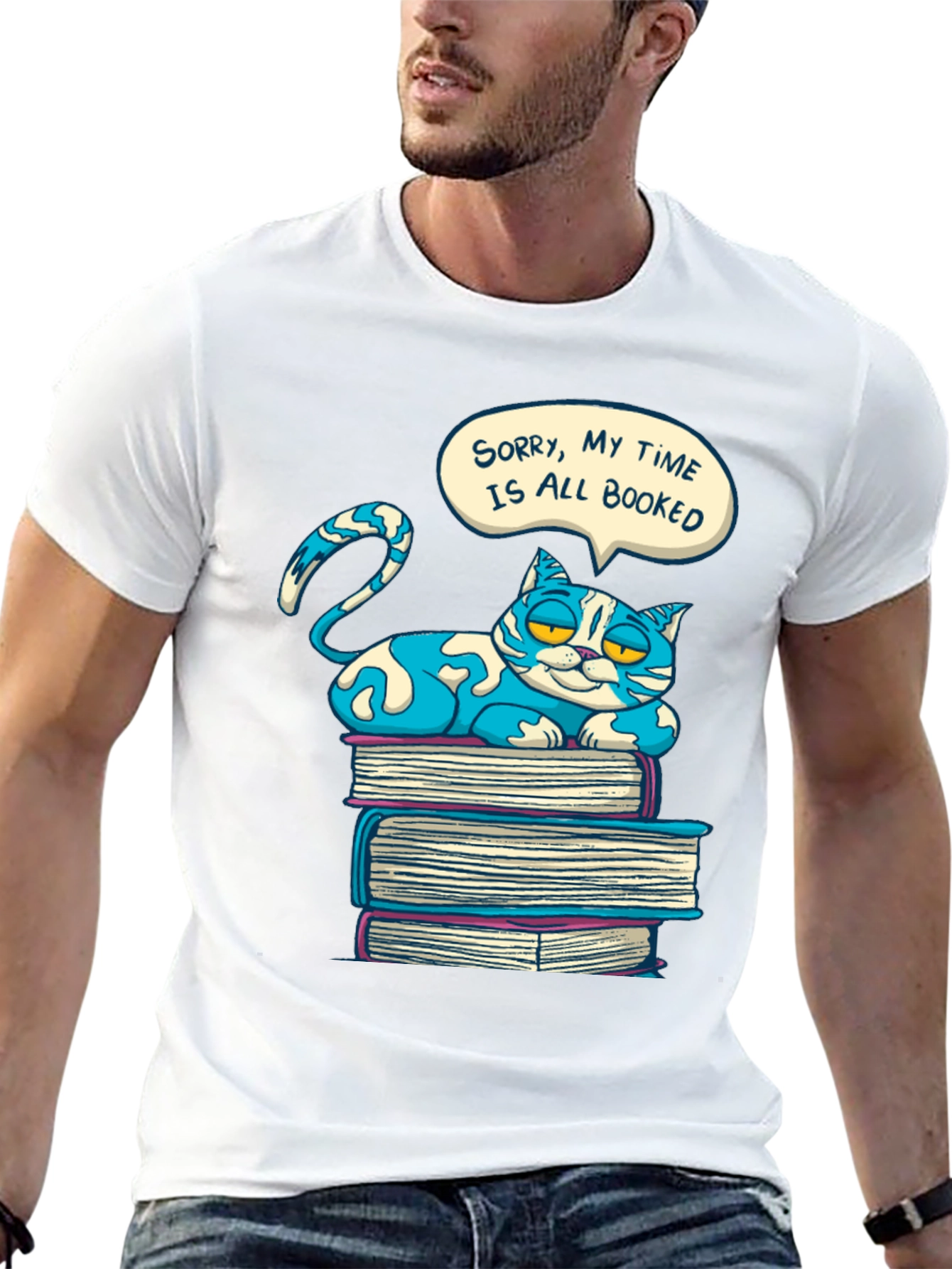 Booked Cat Graphic T-Shirt