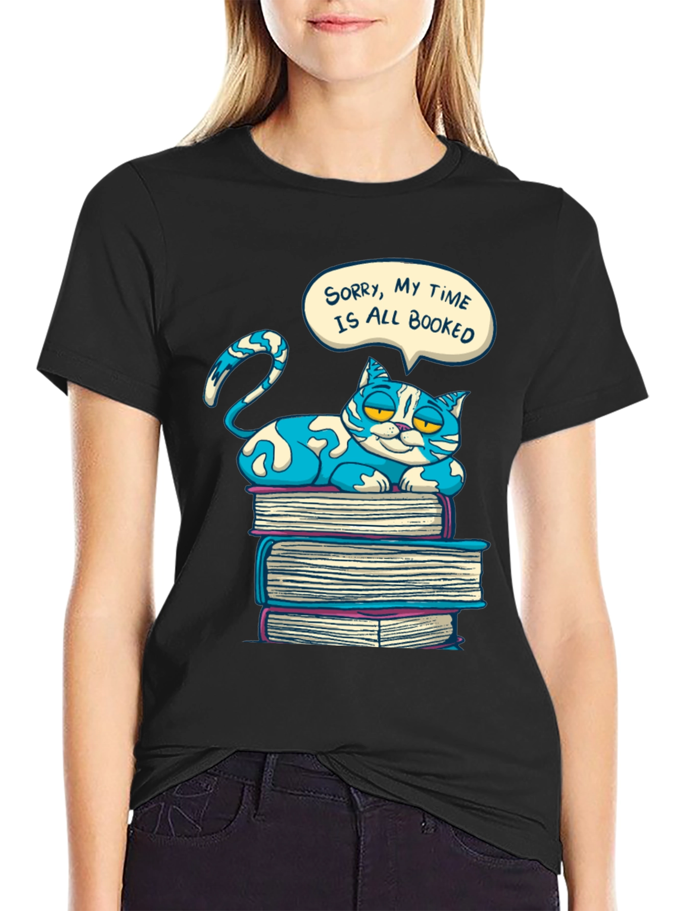 Booked Cat Graphic T-Shirt