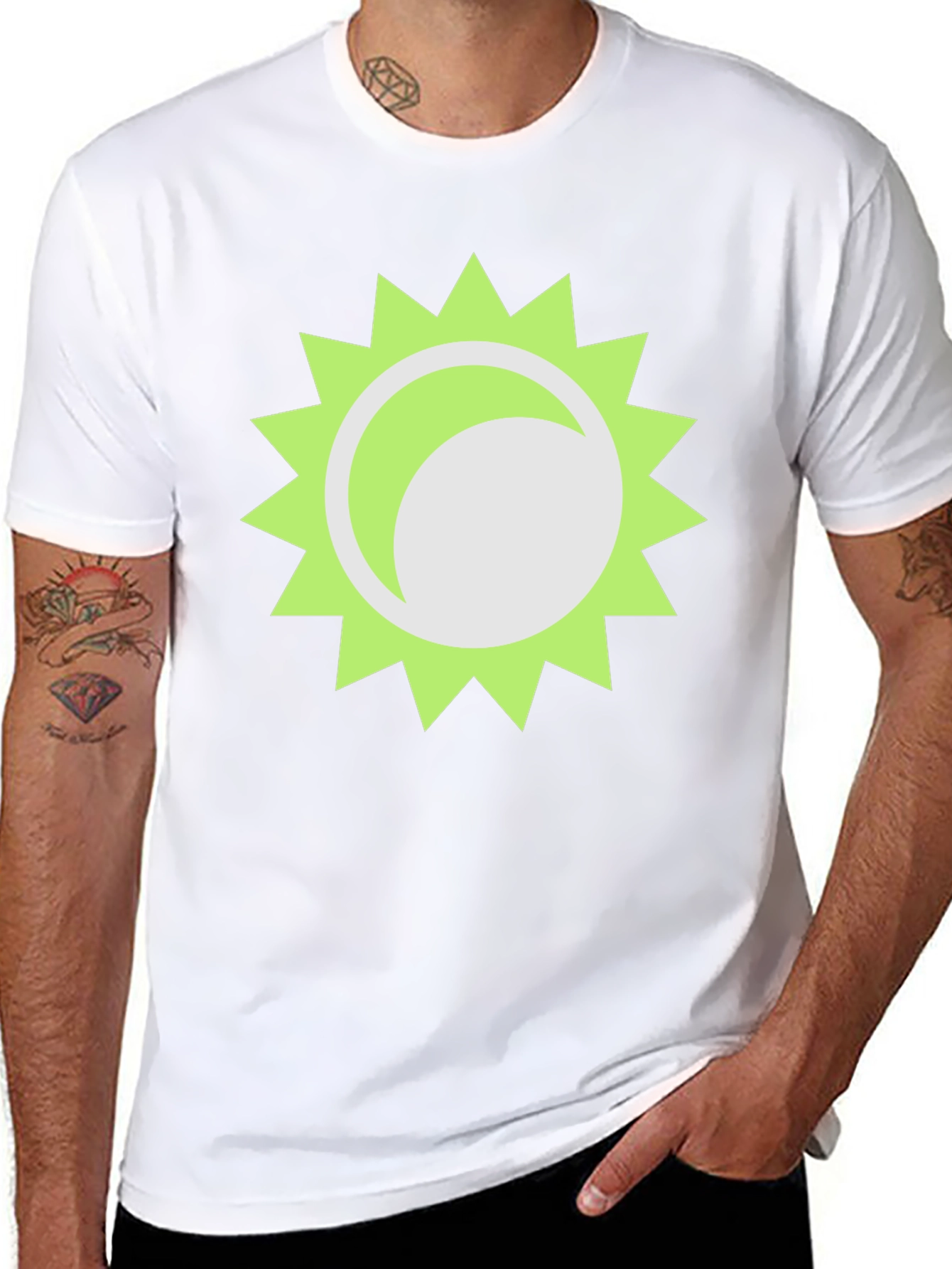 Trendy Black T-Shirt with Sun Graphic