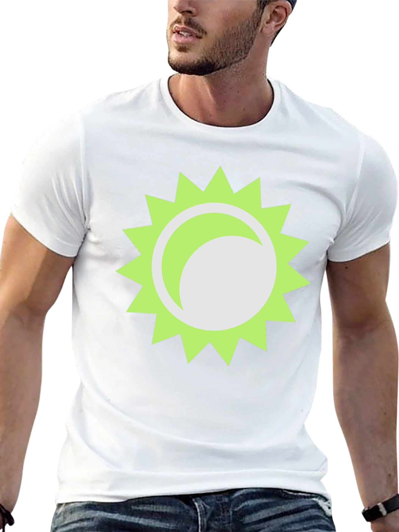 Trendy Black T-Shirt with Sun Graphic
