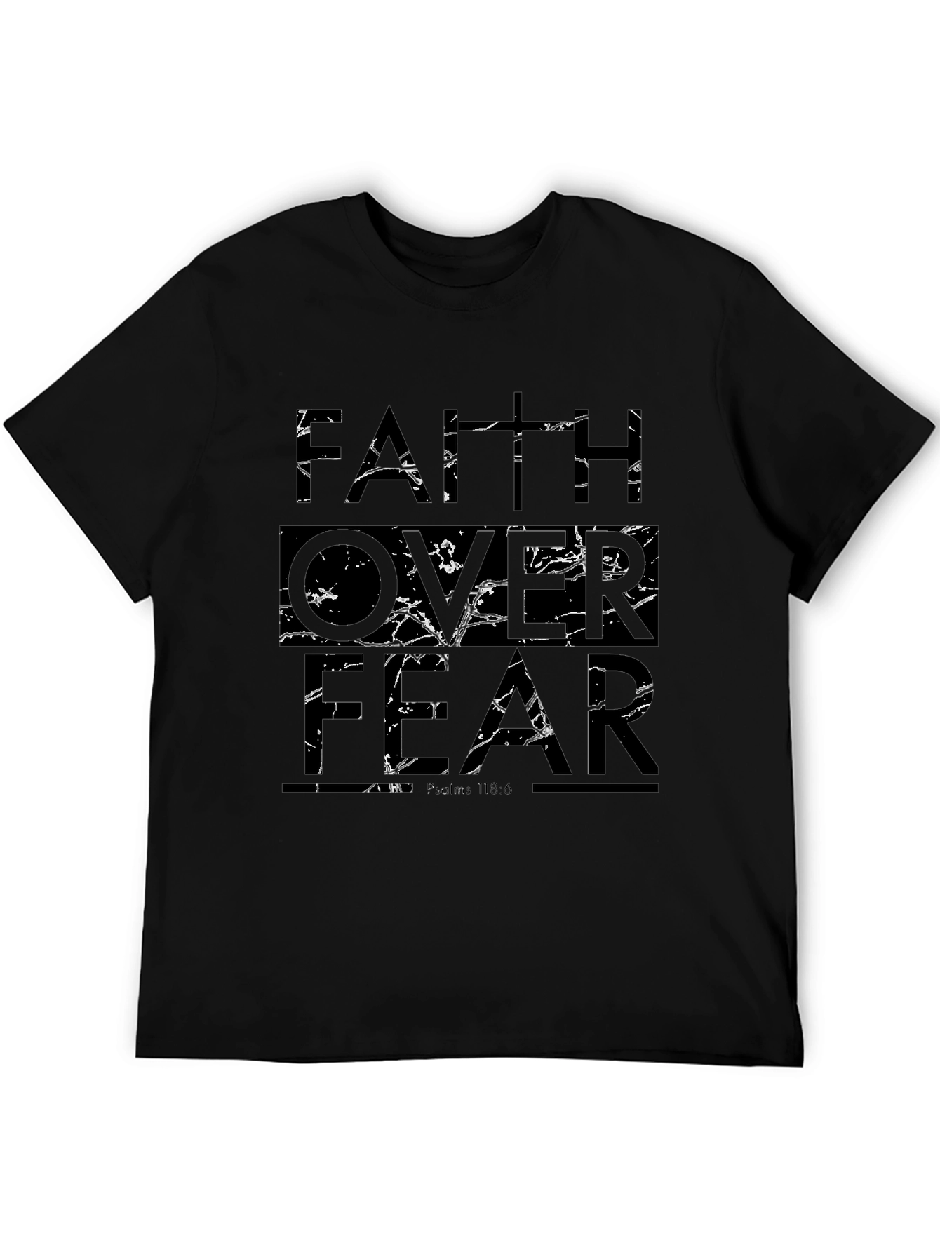 Faith Over Fear Graphic Print Black T-Shirt