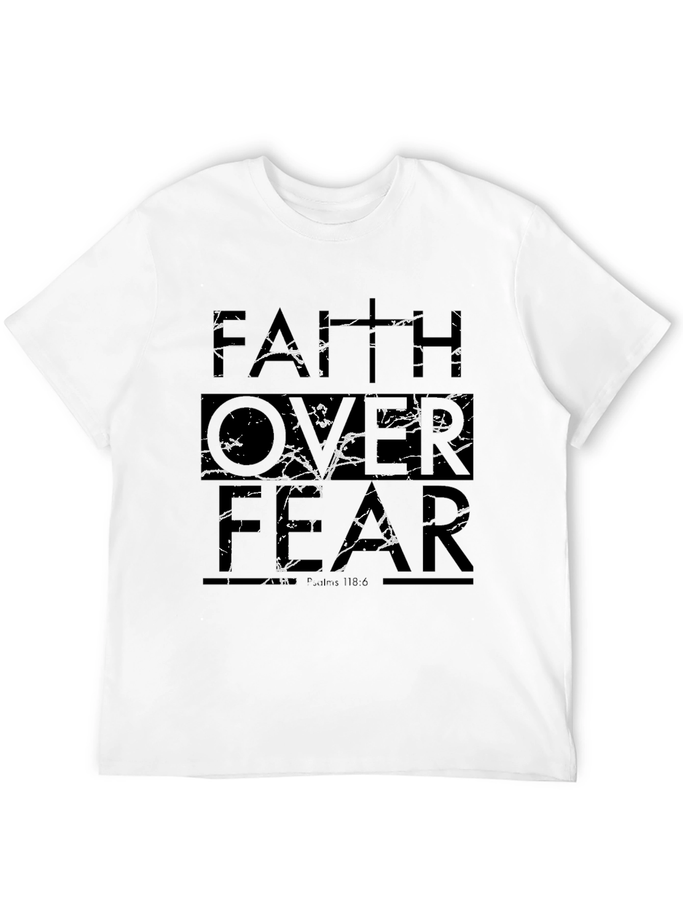 Faith Over Fear Graphic Print Black T-Shirt