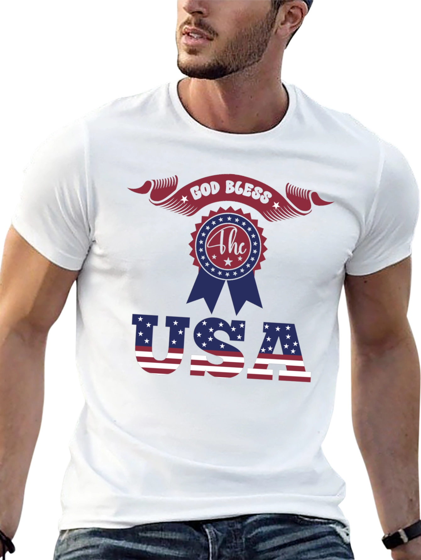 Patriotic God Bless USA Graphic T-Shirt