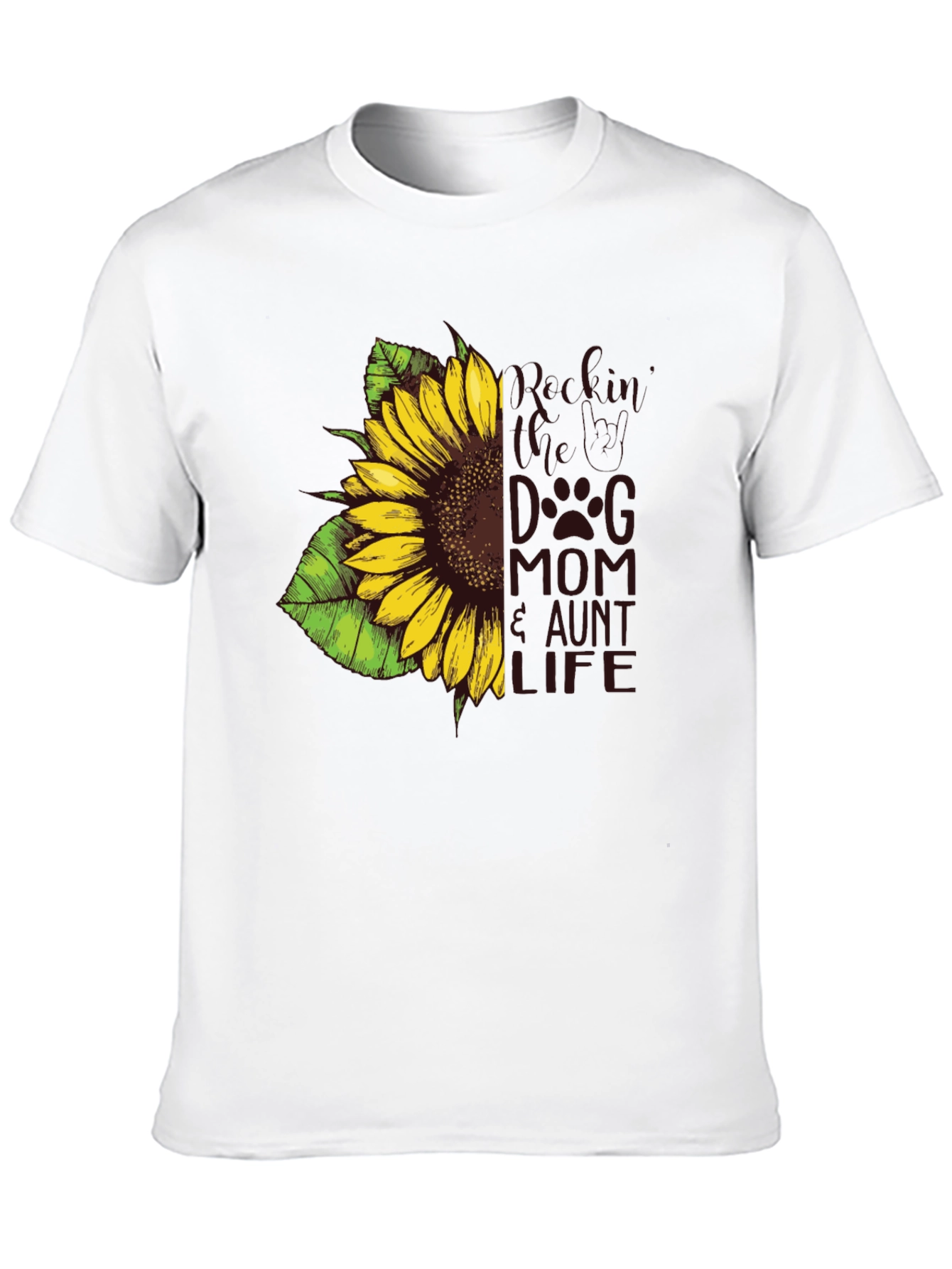 Sunflower Dog Mom Aunt Life Tee - Black
