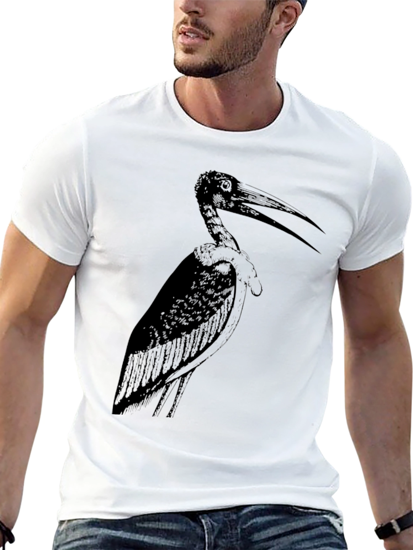 Stork Graphic Tee - Stylish Black Cotton T-Shirt