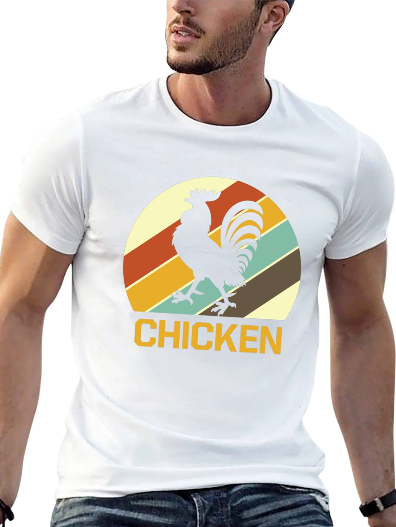 Retro Chicken Graphic T-Shirt - Black