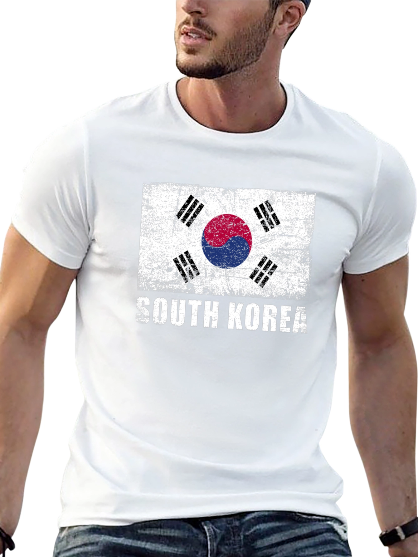 South Korea Flag Graphic Tee - Distressed Design