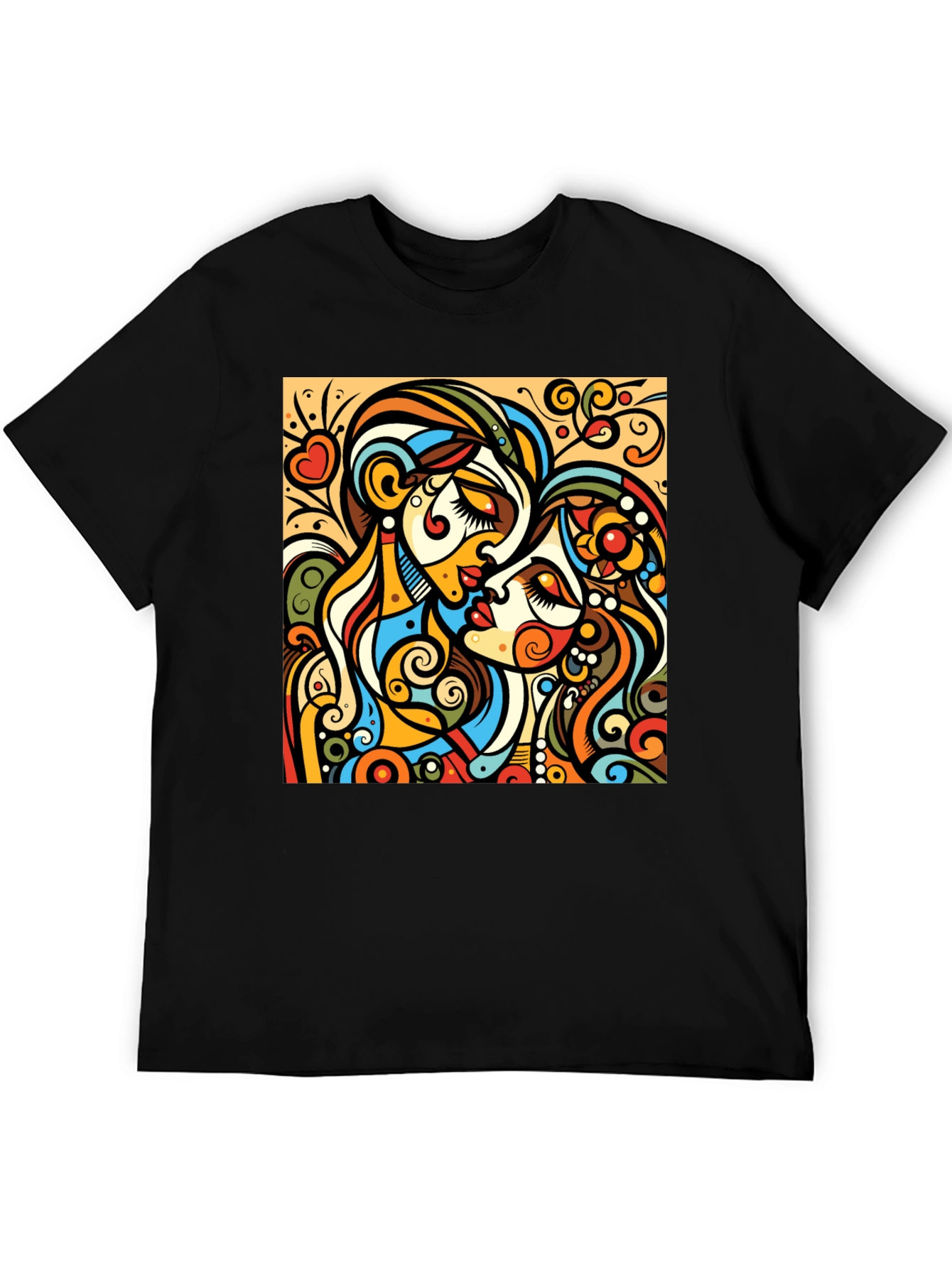 Abstract Kiss Graphic Tee - Bold Design
