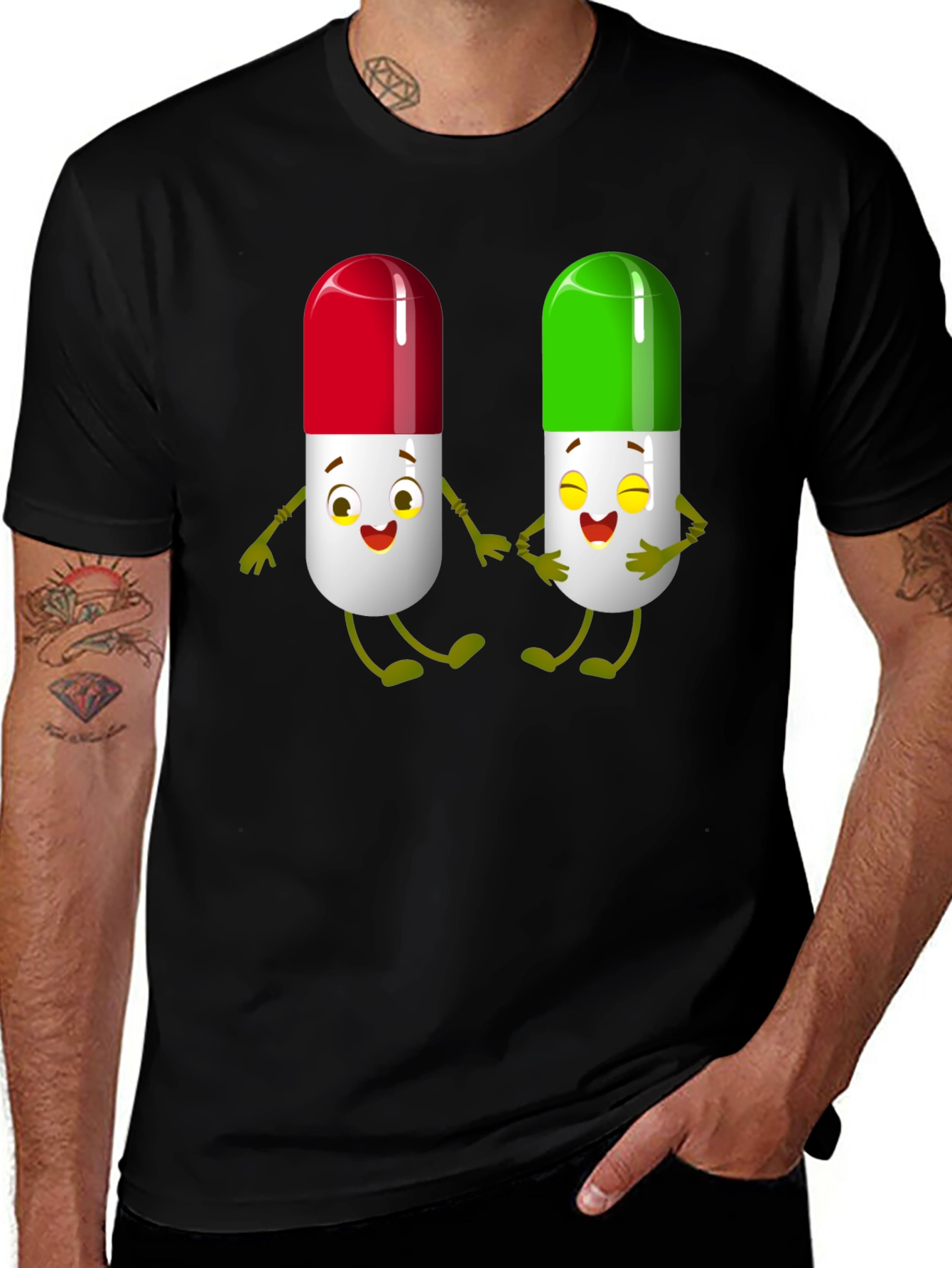 Pill Pals Graphic Tee - Black Cotton T-Shirt