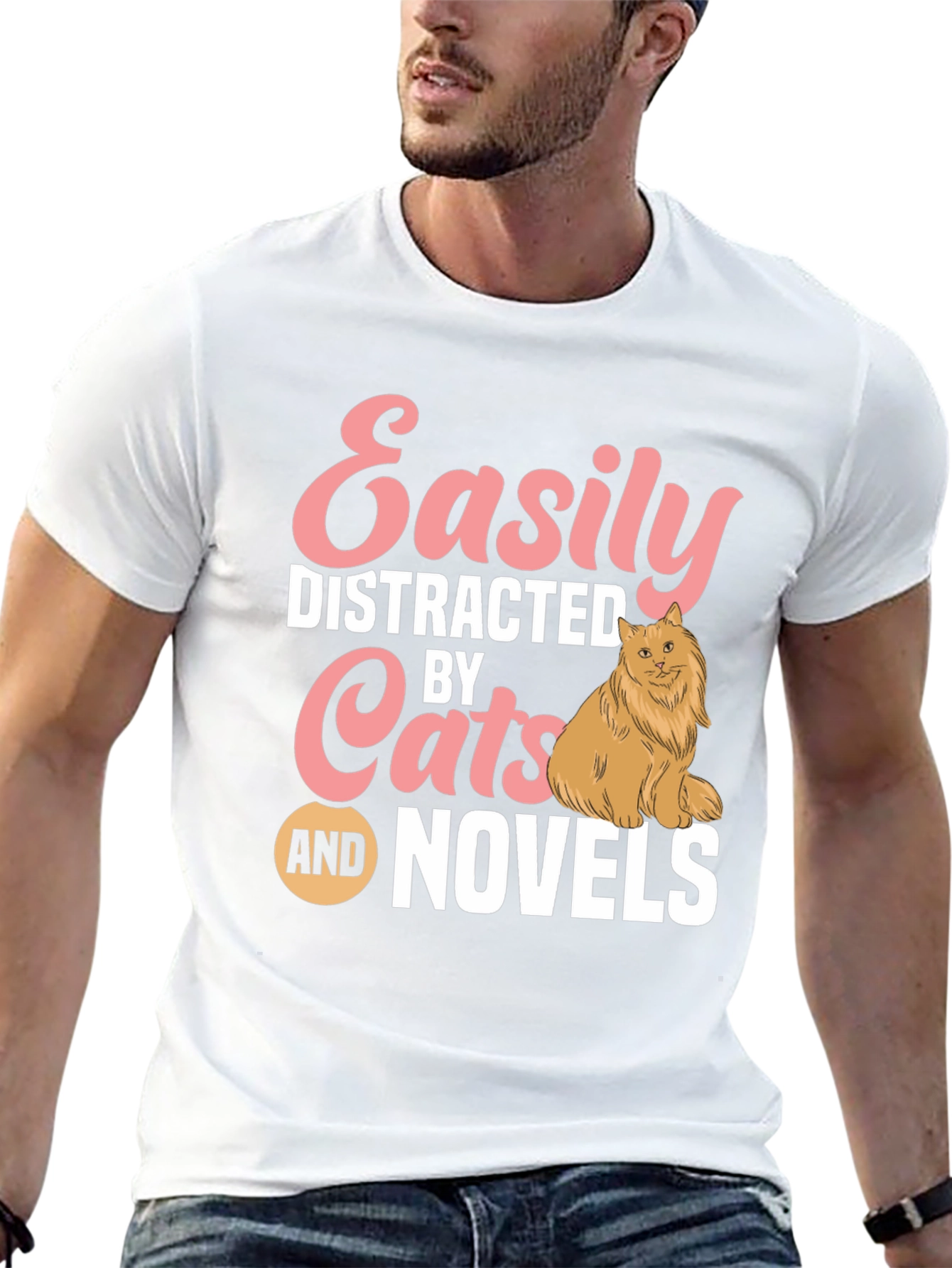 Easily Distracted by Cats and Novels T-Shirt