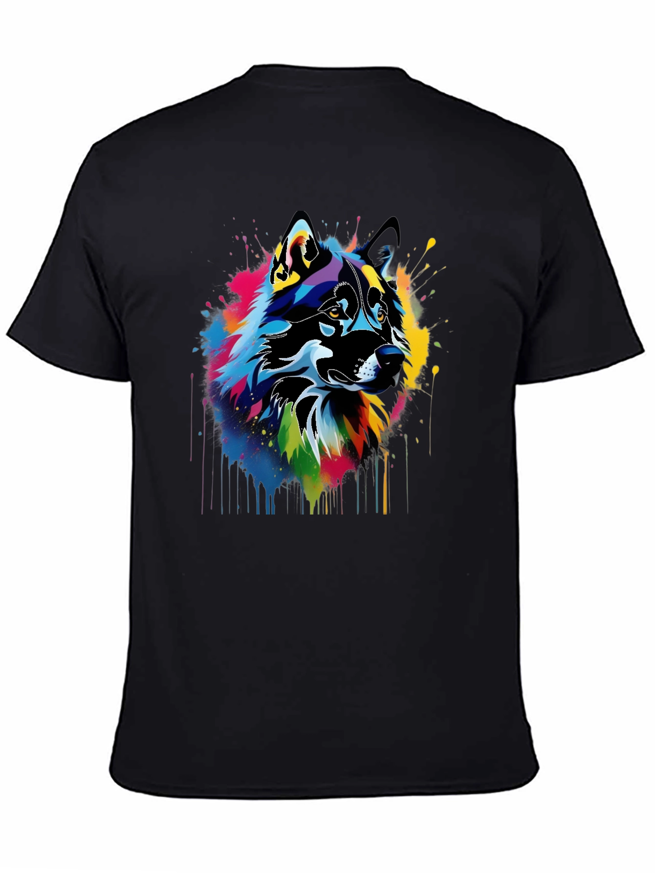 Abstract Wolf Art Black T-Shirt