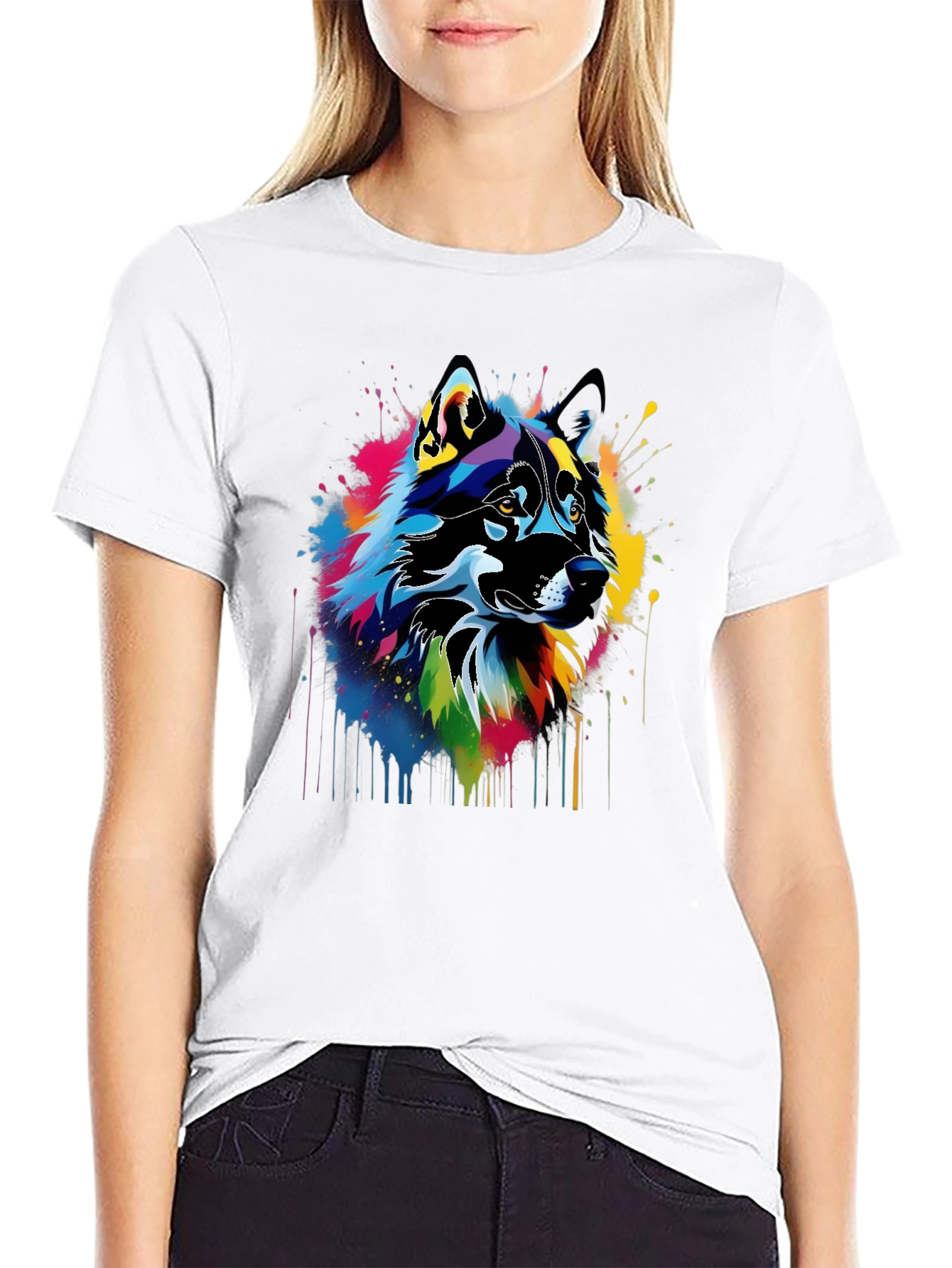 Abstract Wolf Art Black T-Shirt