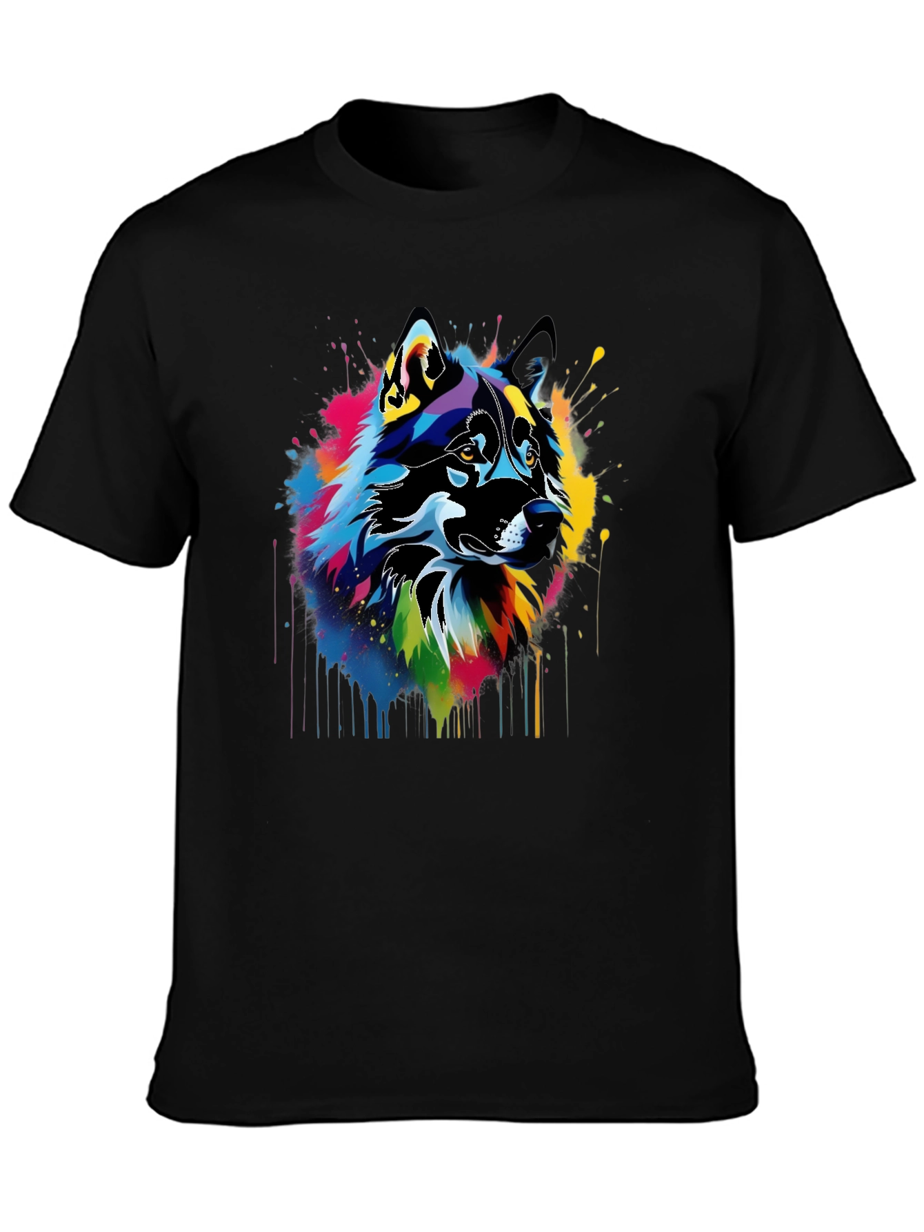 Abstract Wolf Art Black T-Shirt