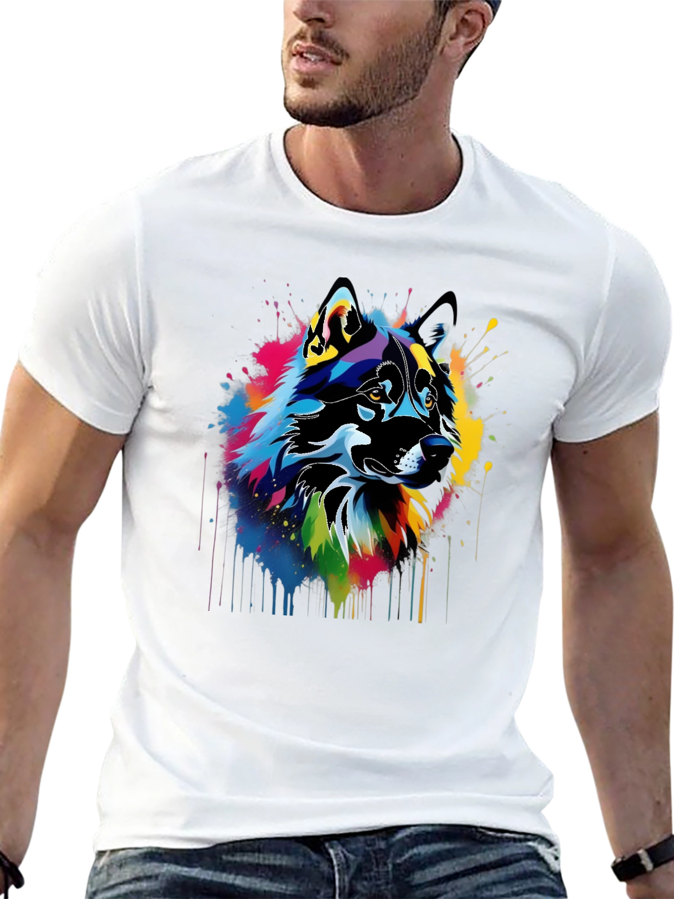 Abstract Wolf Art Black T-Shirt