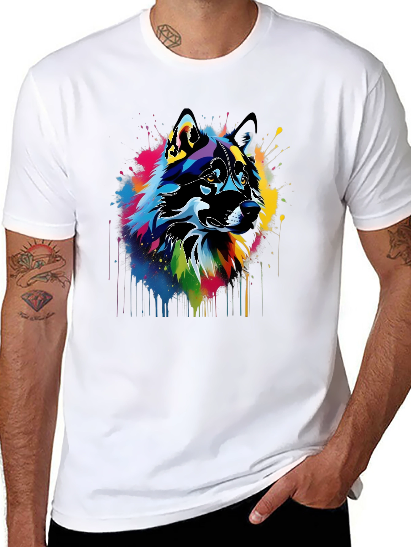 Abstract Wolf Art Black T-Shirt