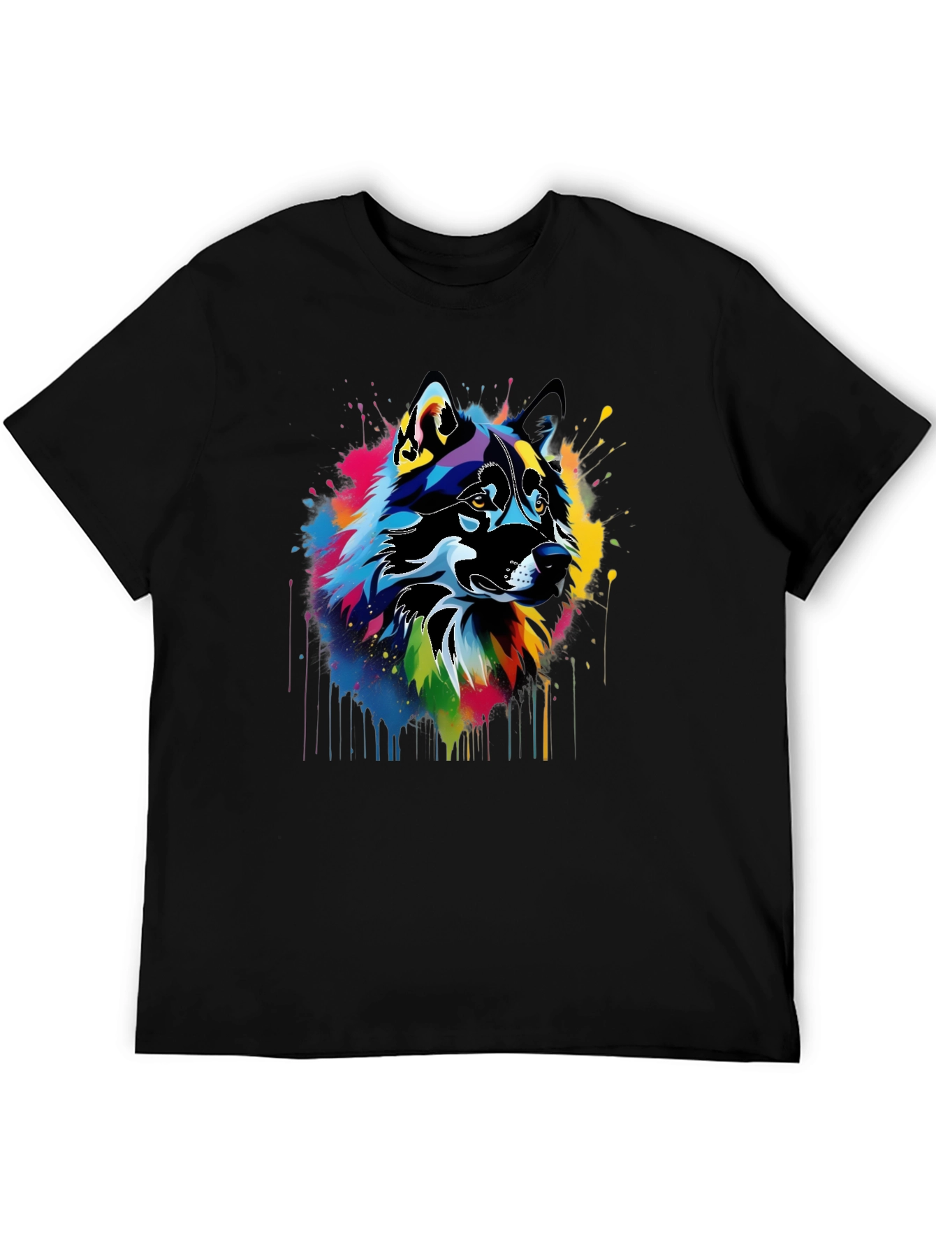 Abstract Wolf Art Black T-Shirt