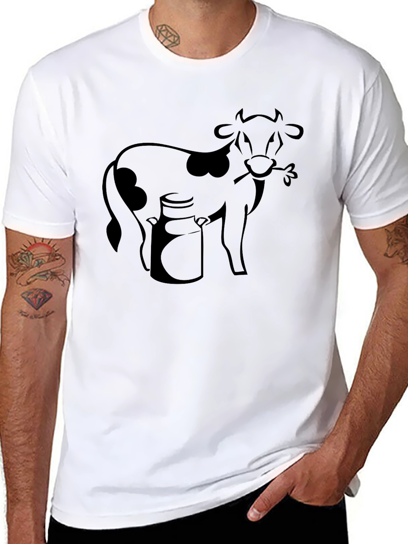 Funny Cow Graphic Tee - Black Cotton T-Shirt