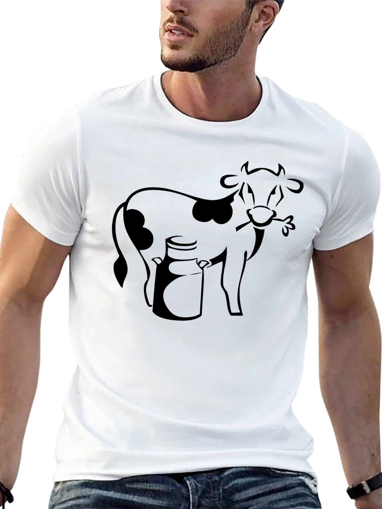Funny Cow Graphic Tee - Black Cotton T-Shirt