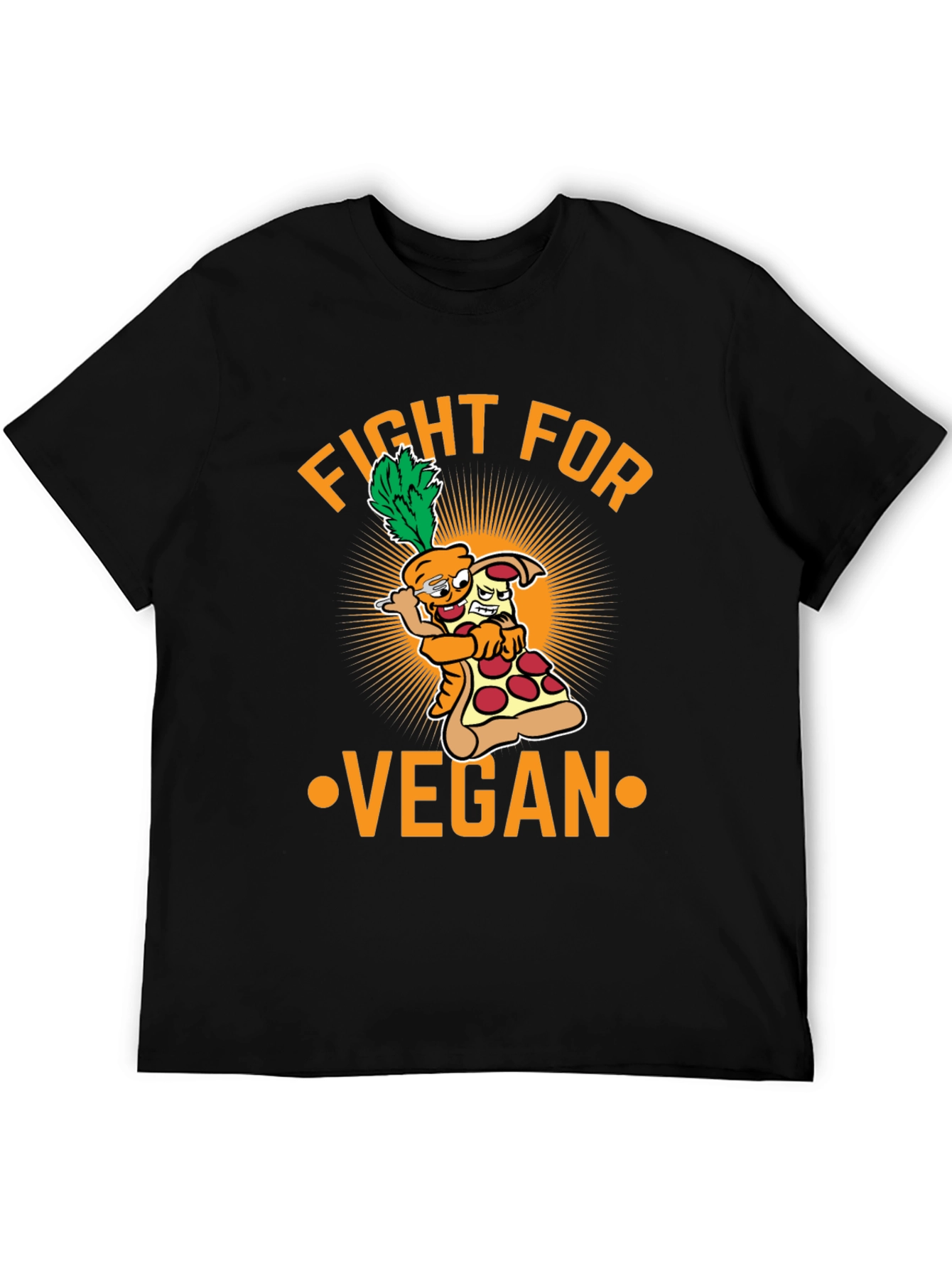 Fight For Vegan T-Shirt - Carrot Pizza Cartoon