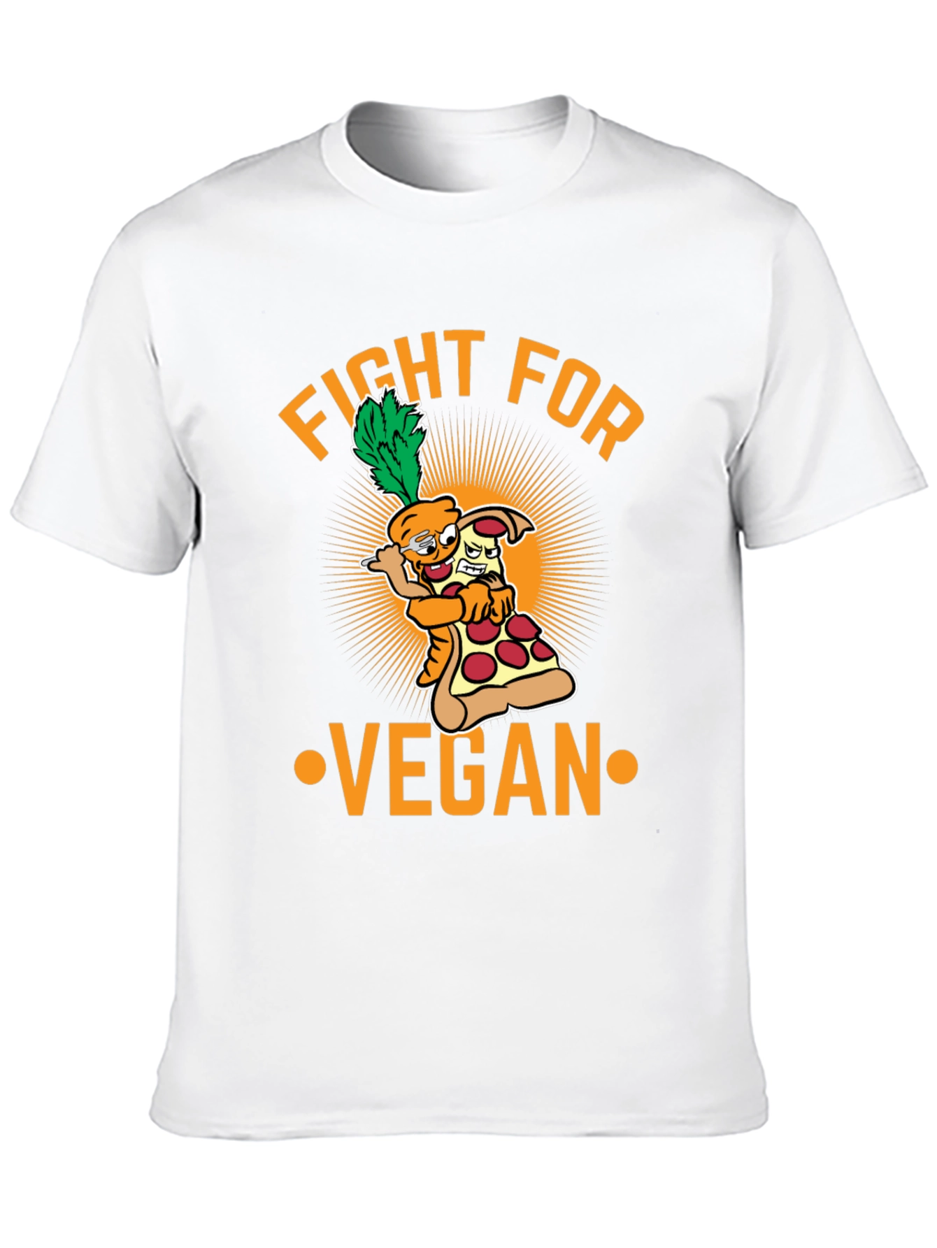 Fight For Vegan T-Shirt - Carrot Pizza Cartoon