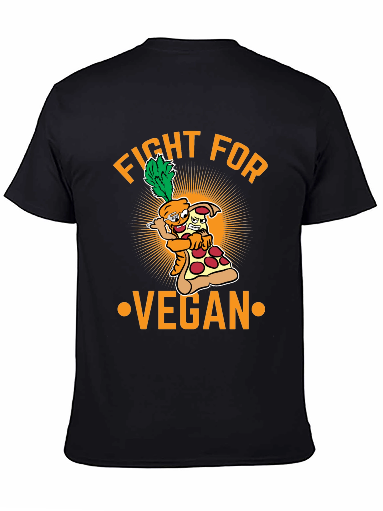 Fight For Vegan T-Shirt - Carrot Pizza Cartoon