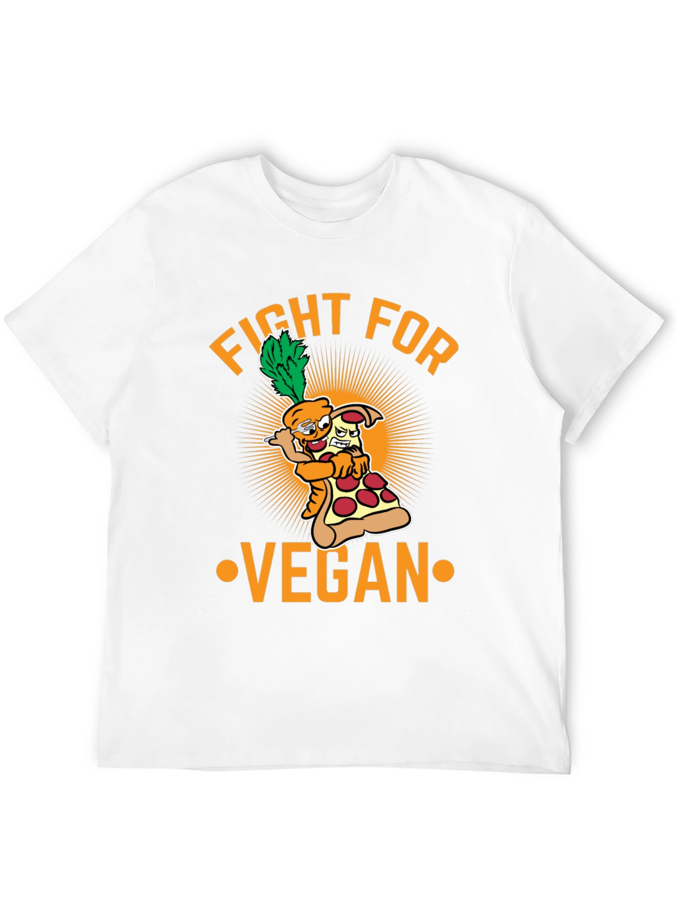 Fight For Vegan T-Shirt - Carrot Pizza Cartoon