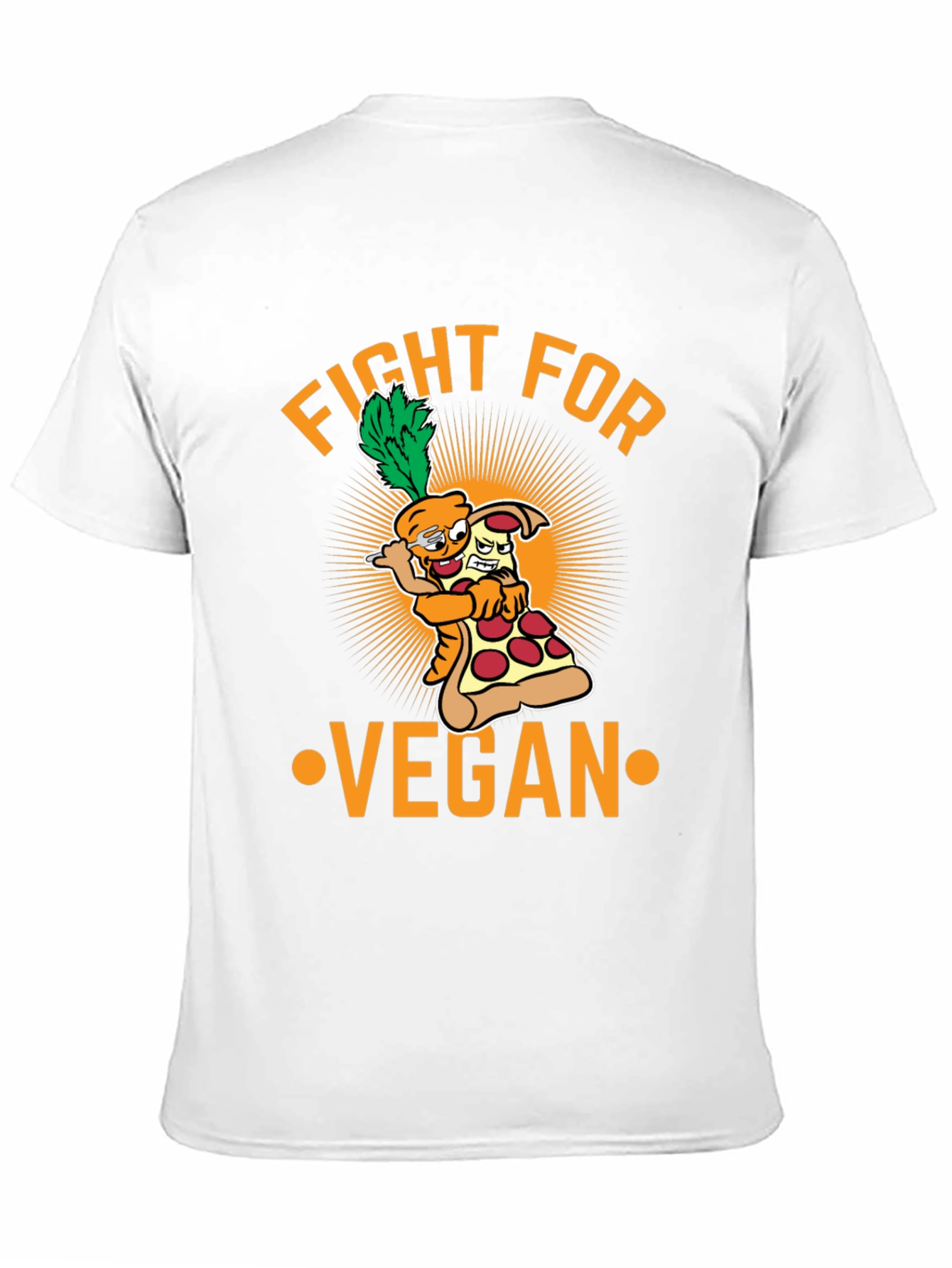 Fight For Vegan T-Shirt - Carrot Pizza Cartoon