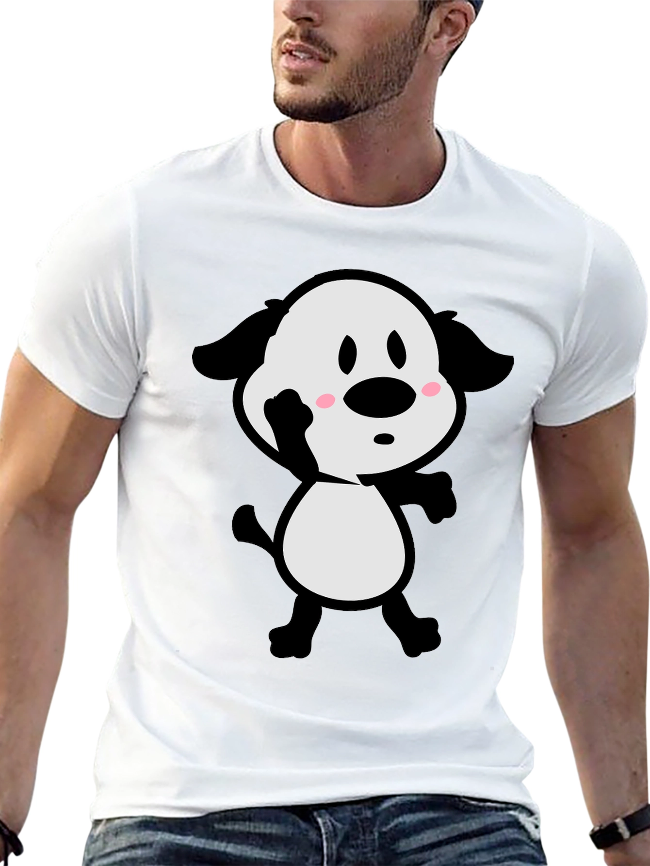 Cartoon Dog Black T-Shirt