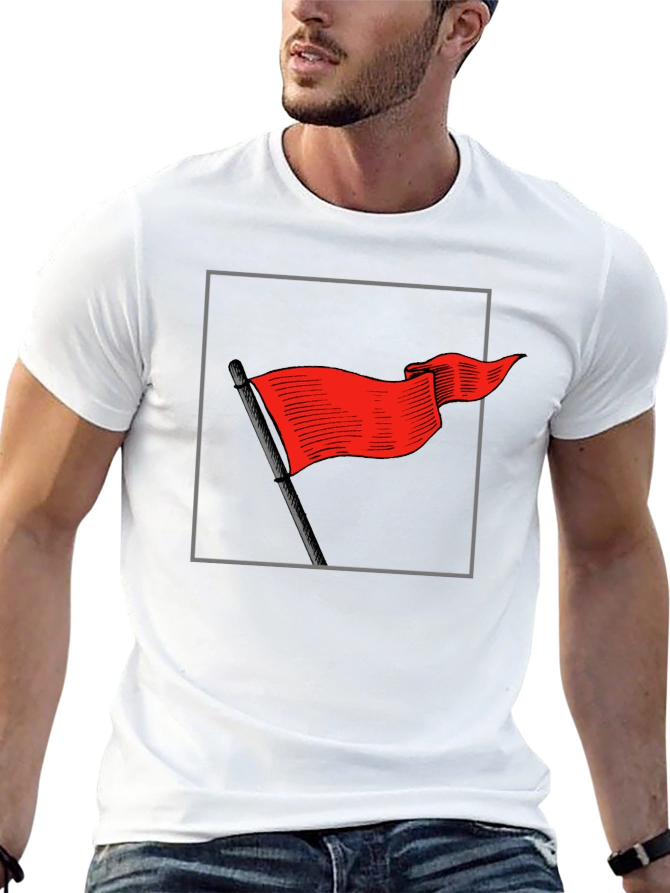 Red Flag Graphic Tee - Bold Statement Shirt