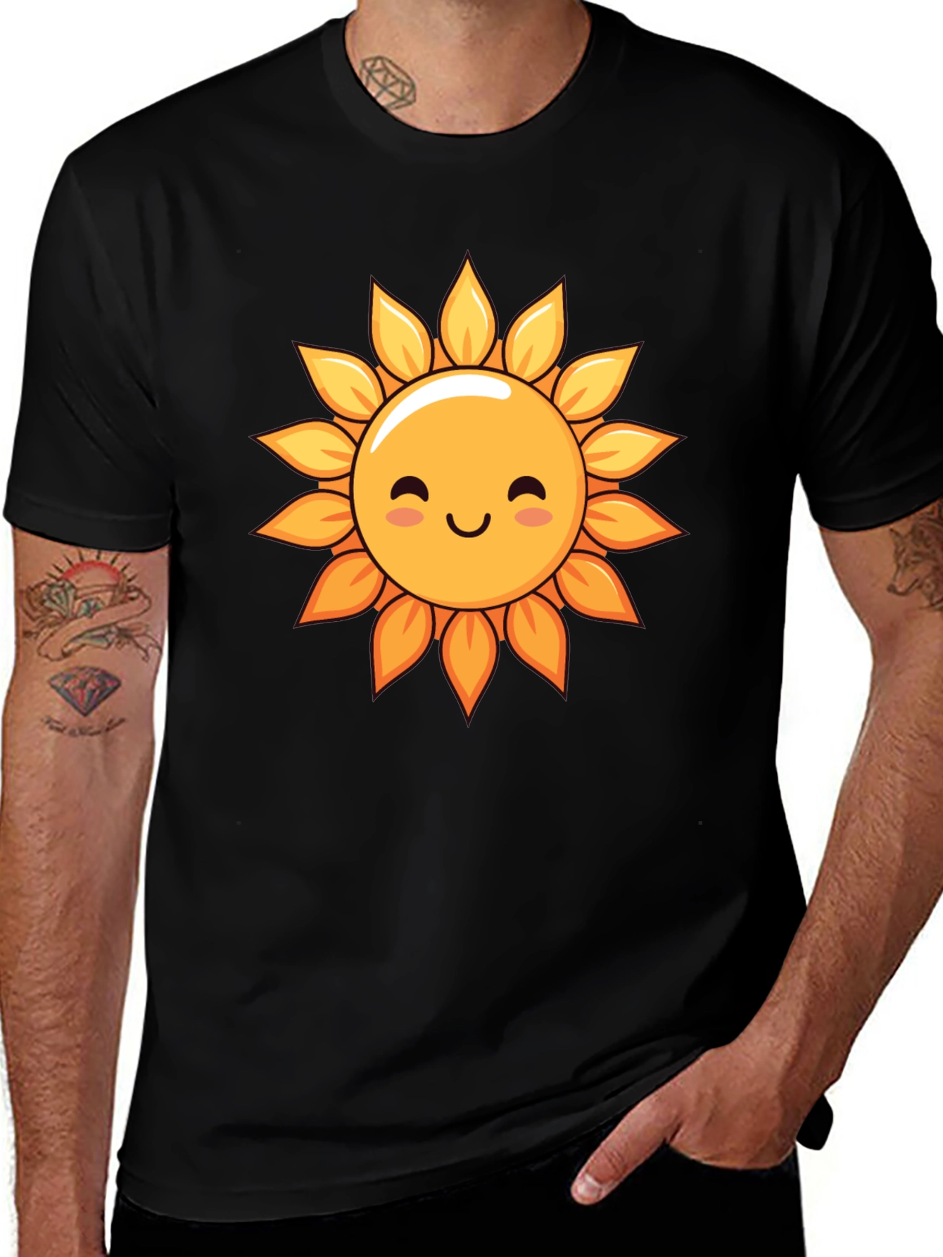 Cute Sunflower Graphic Tee - Black T-Shirt