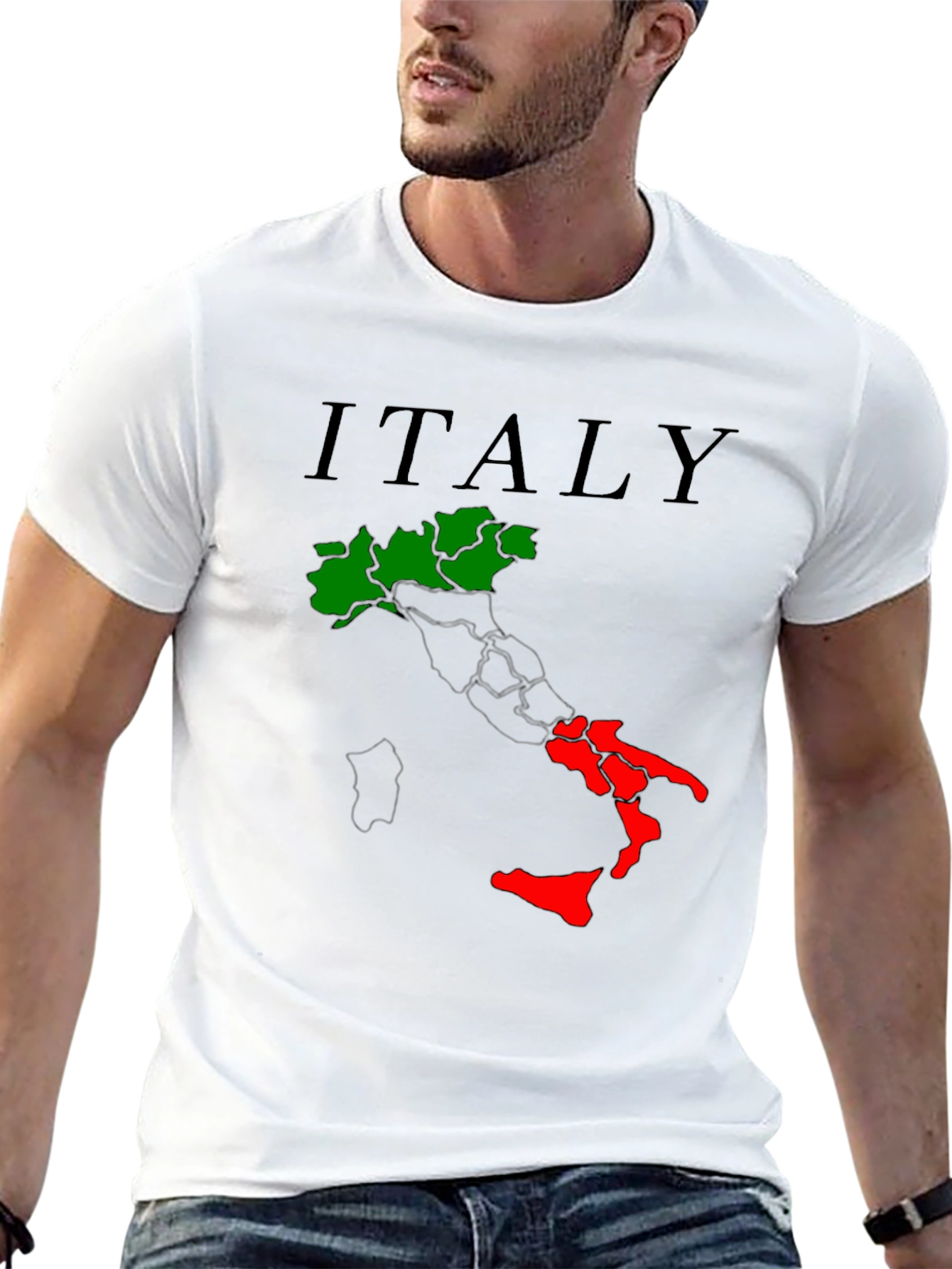 Italy Map T-Shirt - Green & Red Italian Pride
