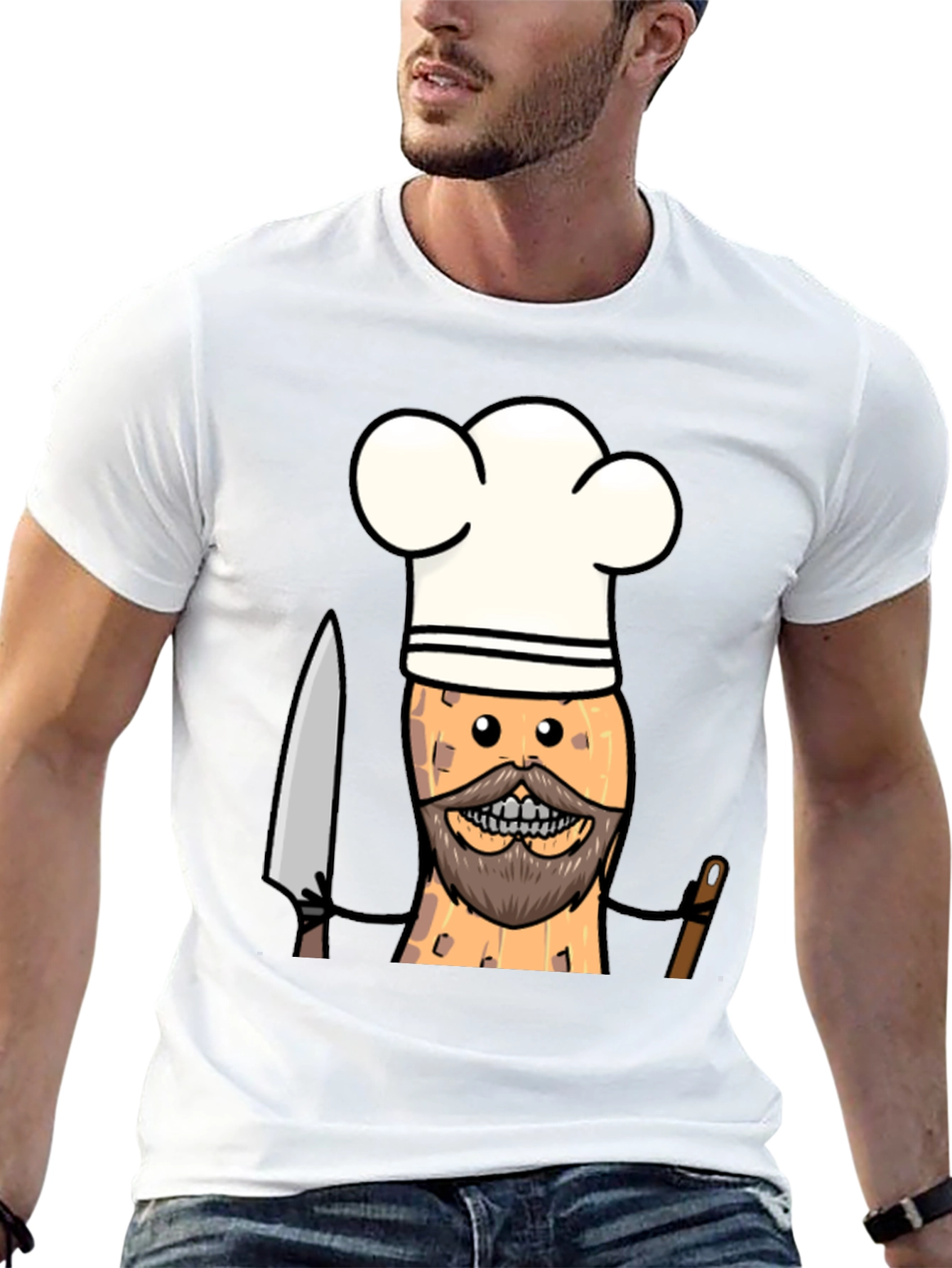 Chef Peanut Cartoon Graphic Tee - Black T-Shirt