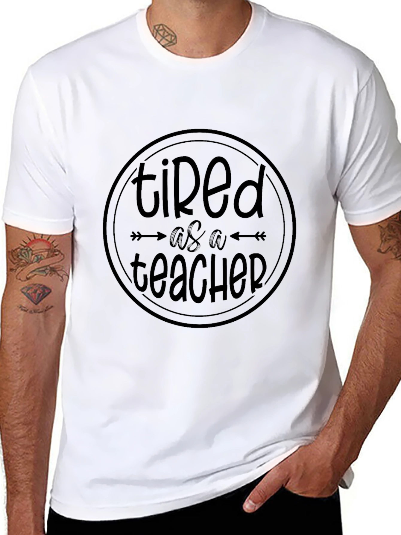 Tired as a Teacher Black Graphic Tee