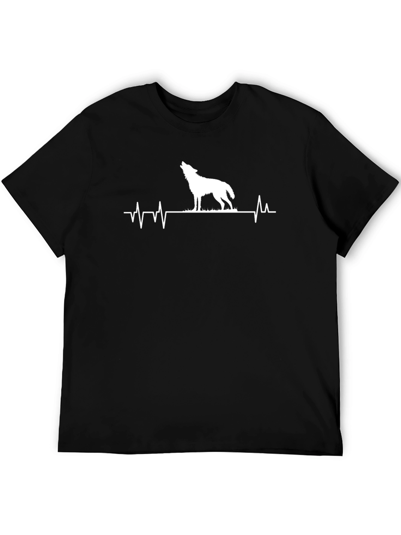 Wolf Howl Heartbeat Graphic Tee - Black