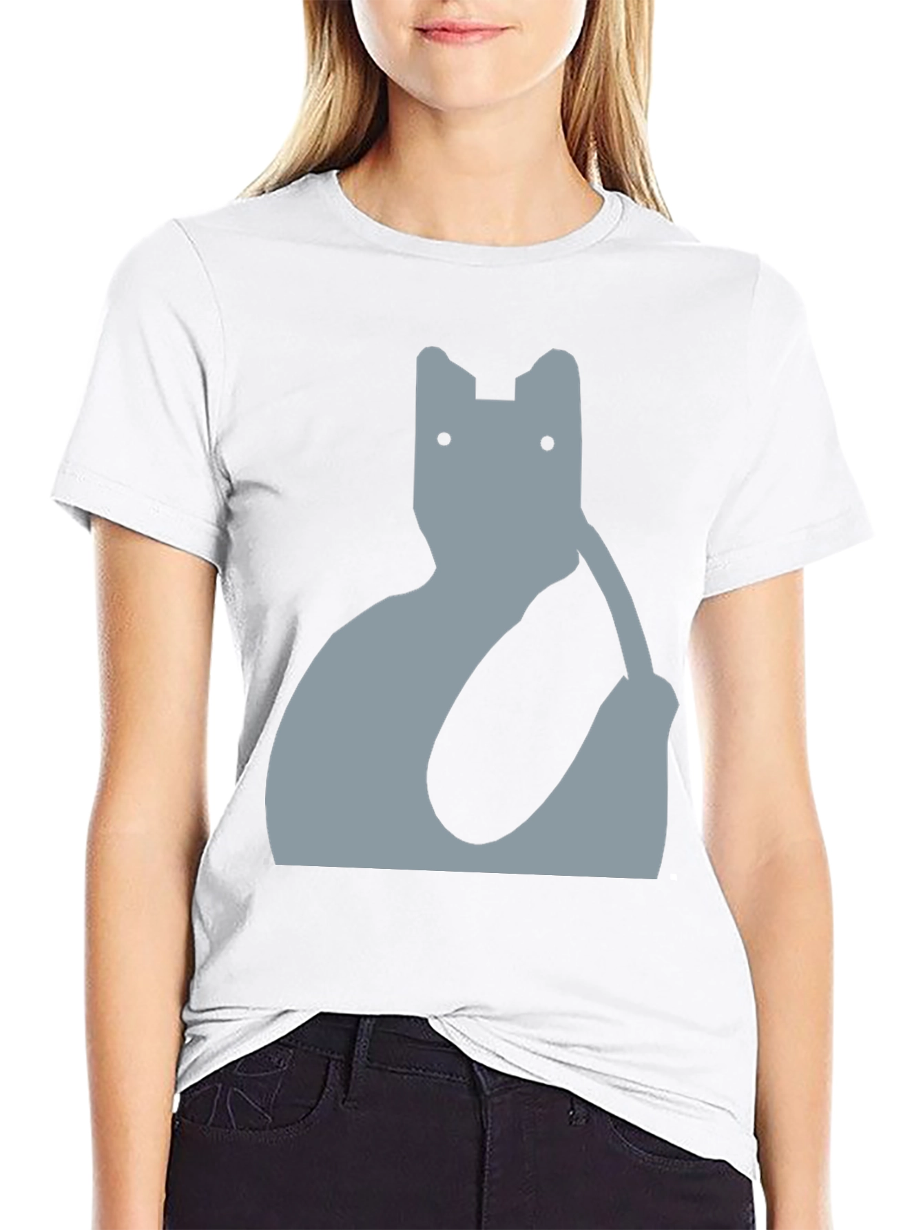 Abstract Cat Graphic Tee - Modern Black T-Shirt