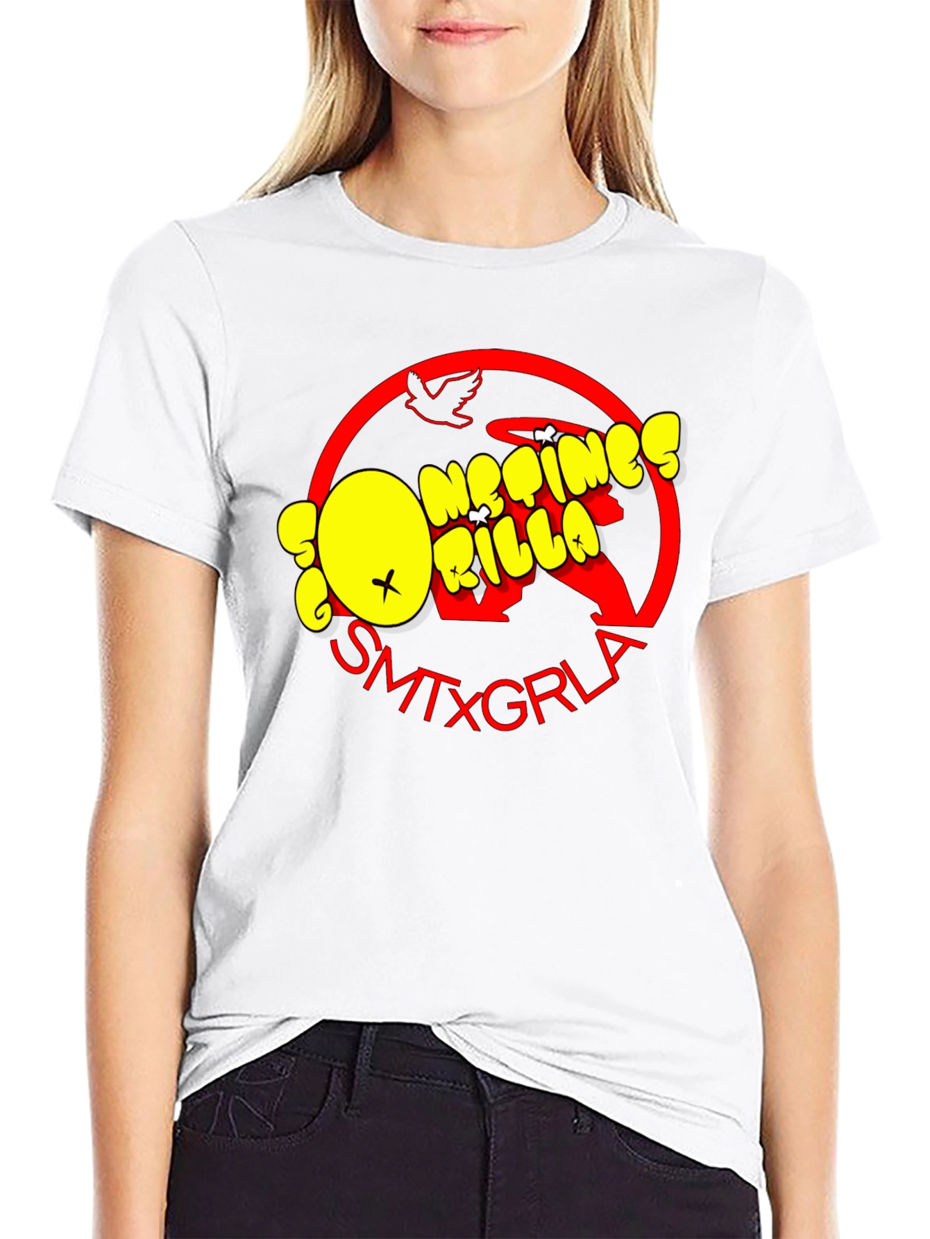 SMTXGRLA Gorillaz Graphic Print Black T-Shirt