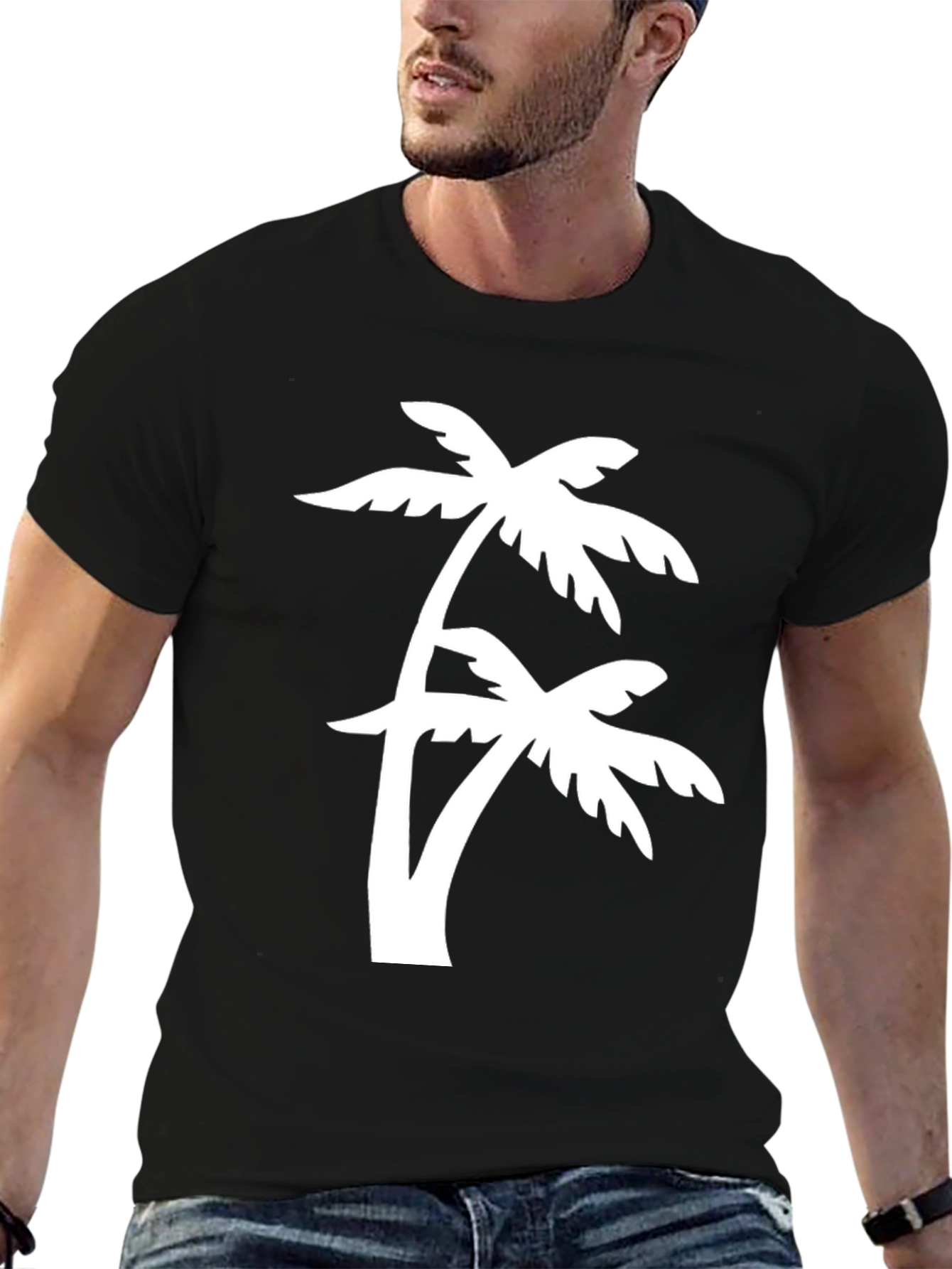 Black Palm Tree Graphic Tee - Casual Style
