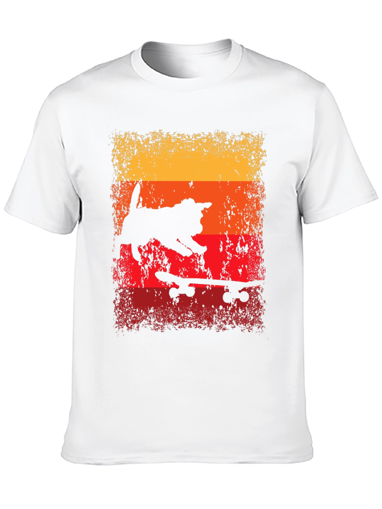 Skateboarding Cat T-Shirt - Retro Style