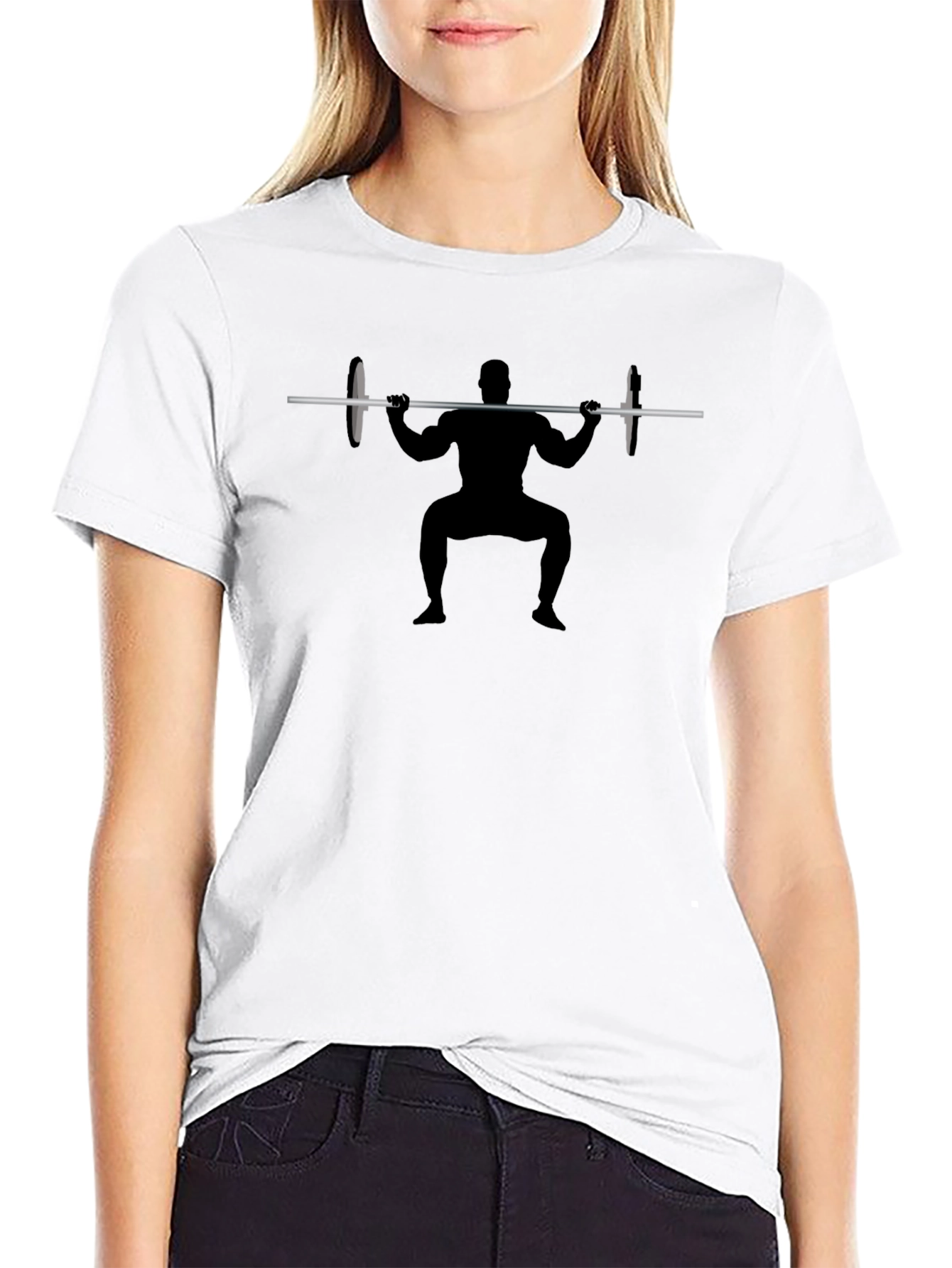 Weightlifter Squat Silhouette Black T-Shirt