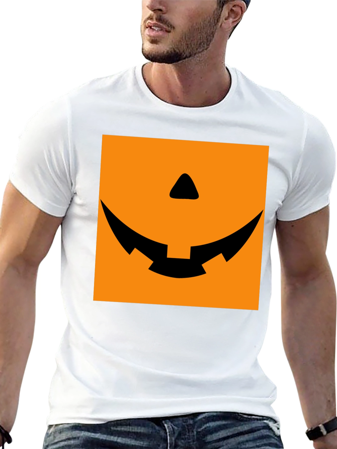 Spooky Pumpkin Face Graphic Tee - Halloween