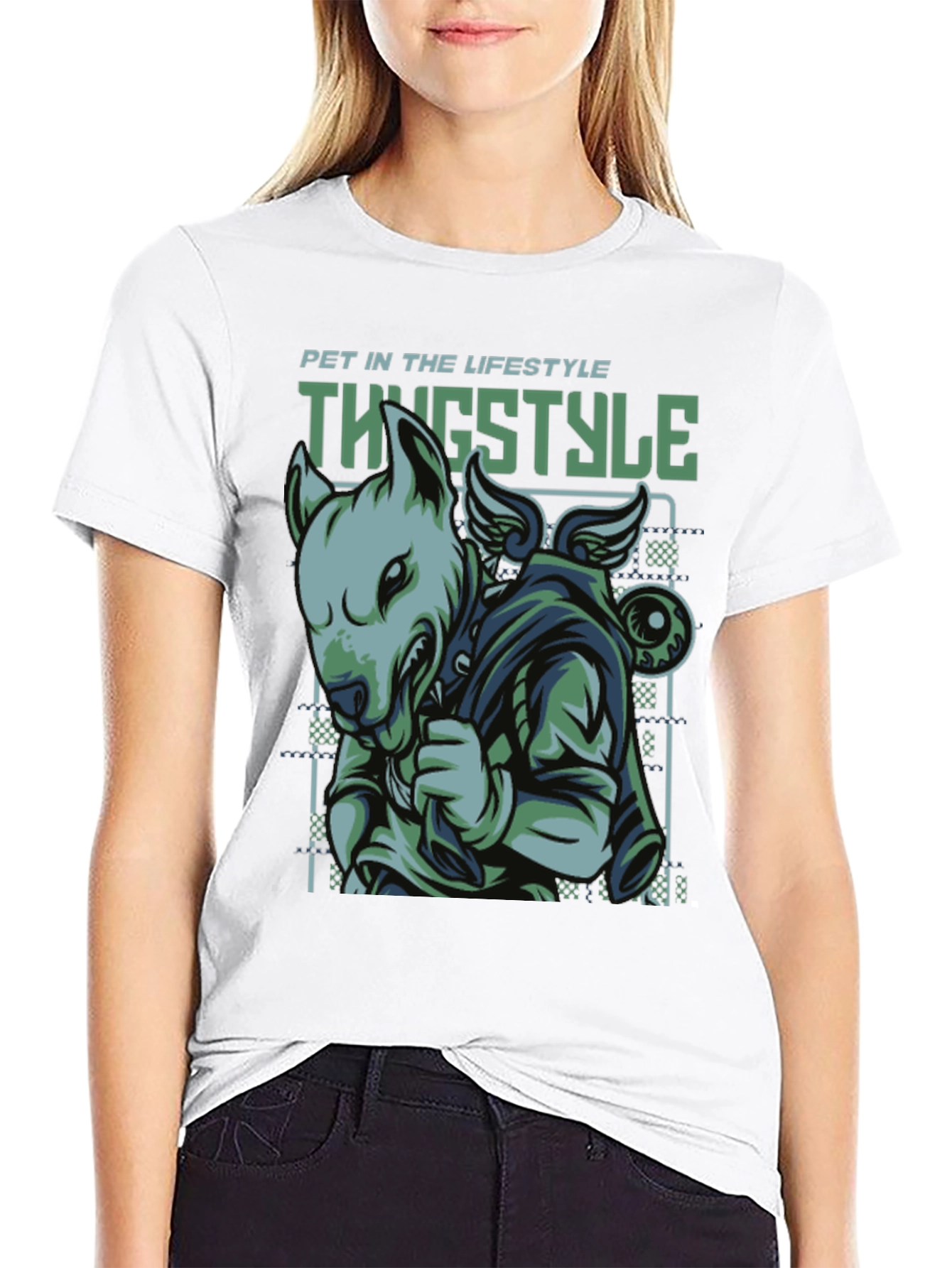 Thug Style Dog Graphic T-Shirt