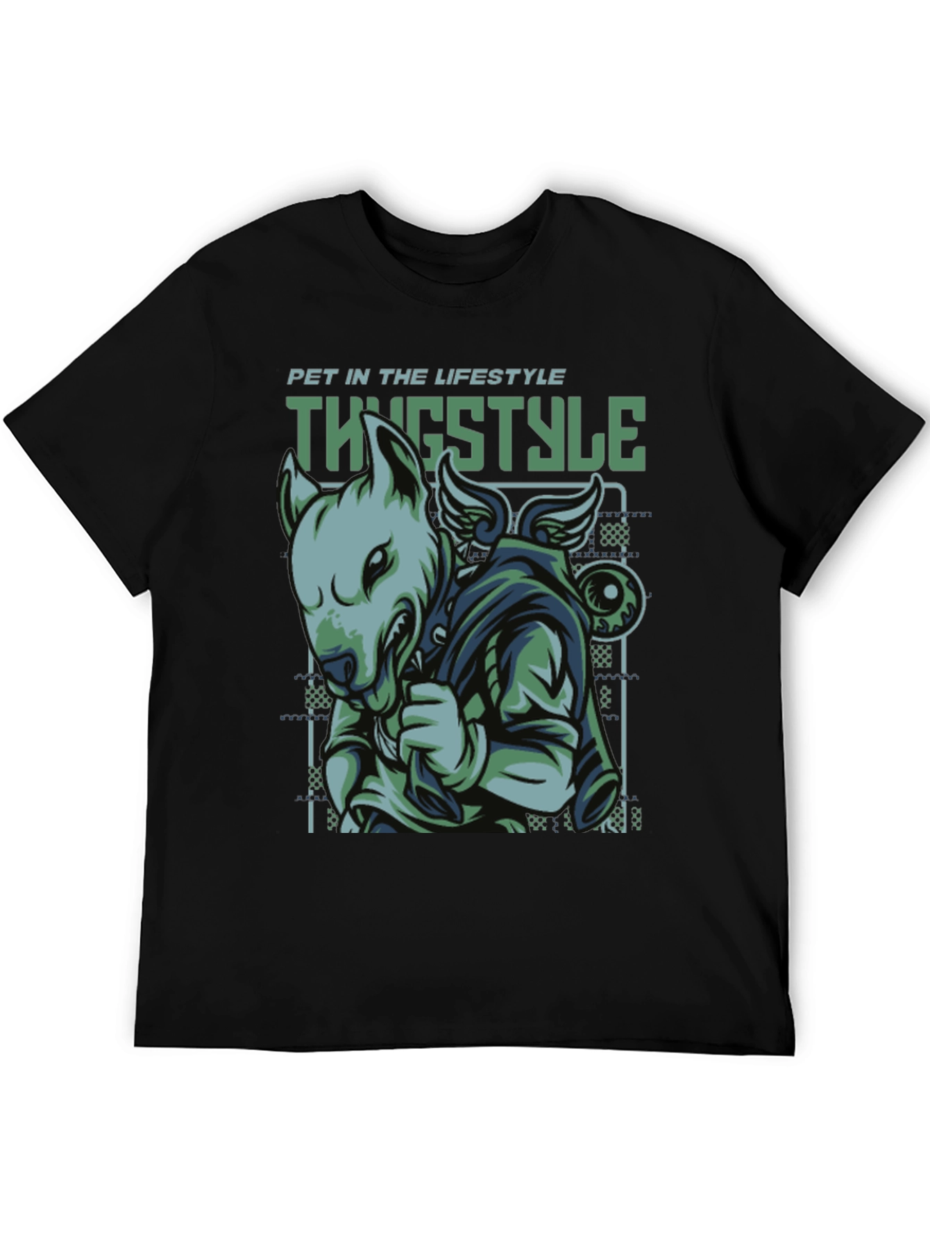 Thug Style Dog Graphic T-Shirt