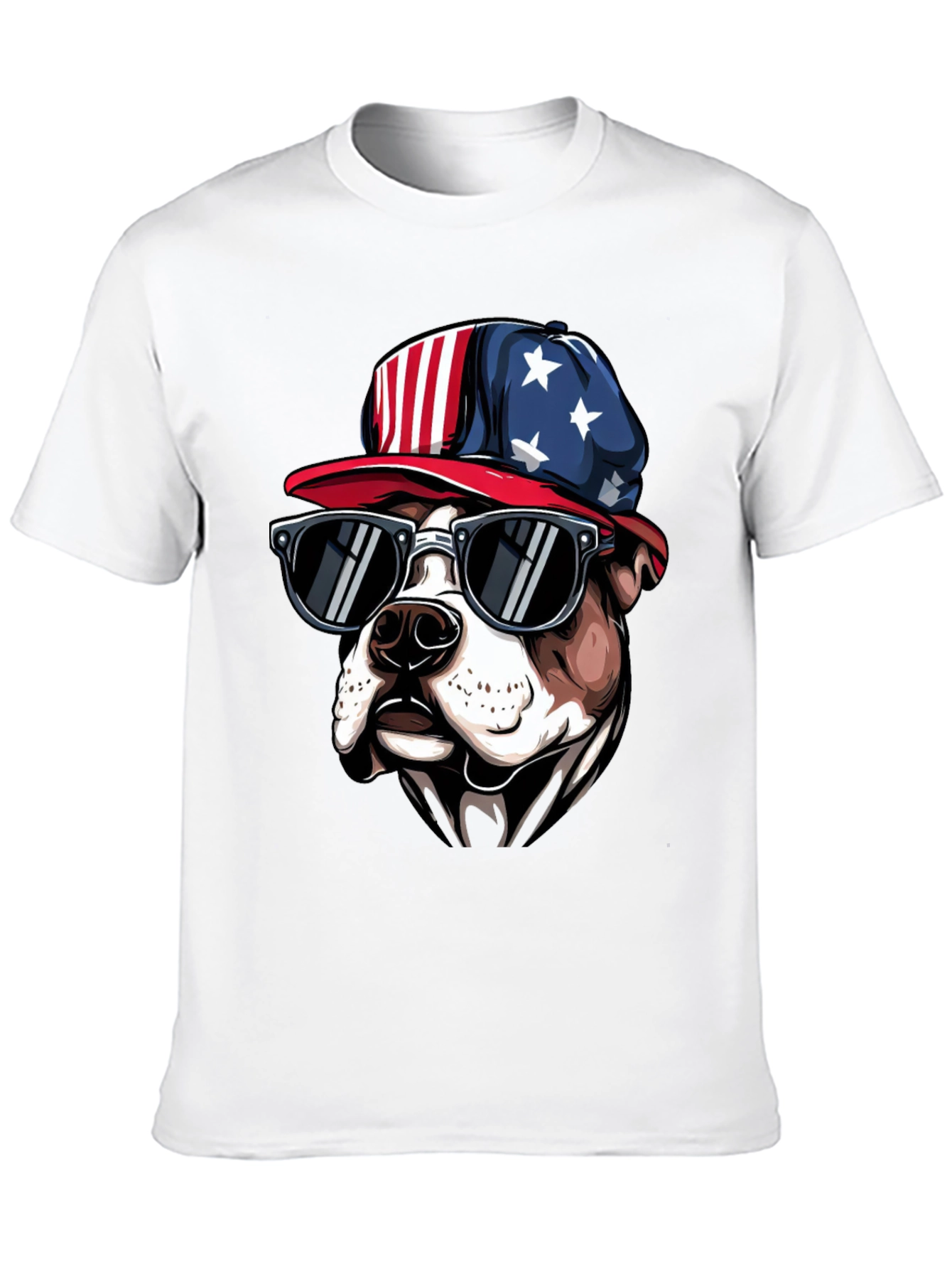 Patriotic Bulldog T-Shirt with Sunglasses