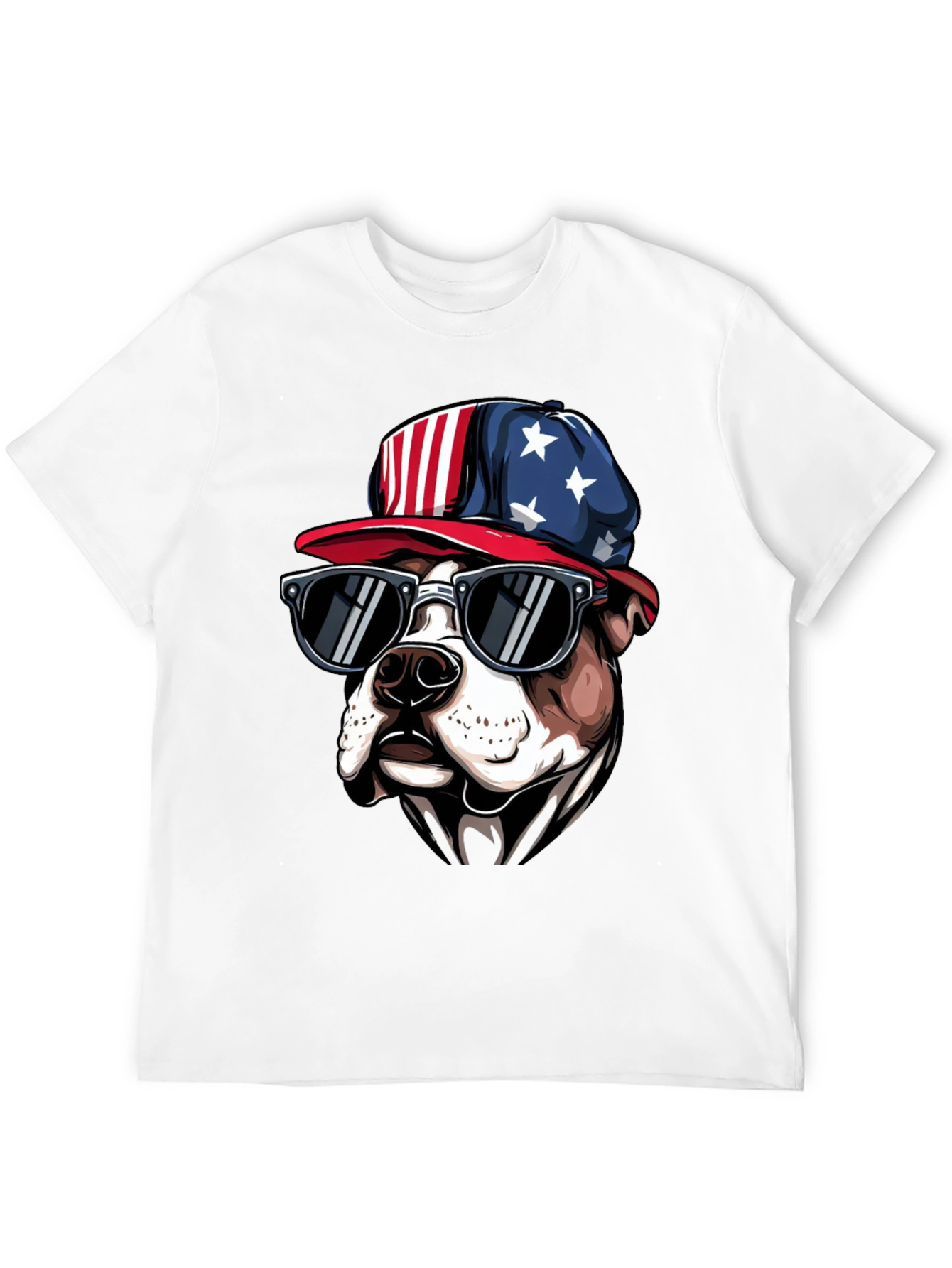 Patriotic Bulldog T-Shirt with Sunglasses